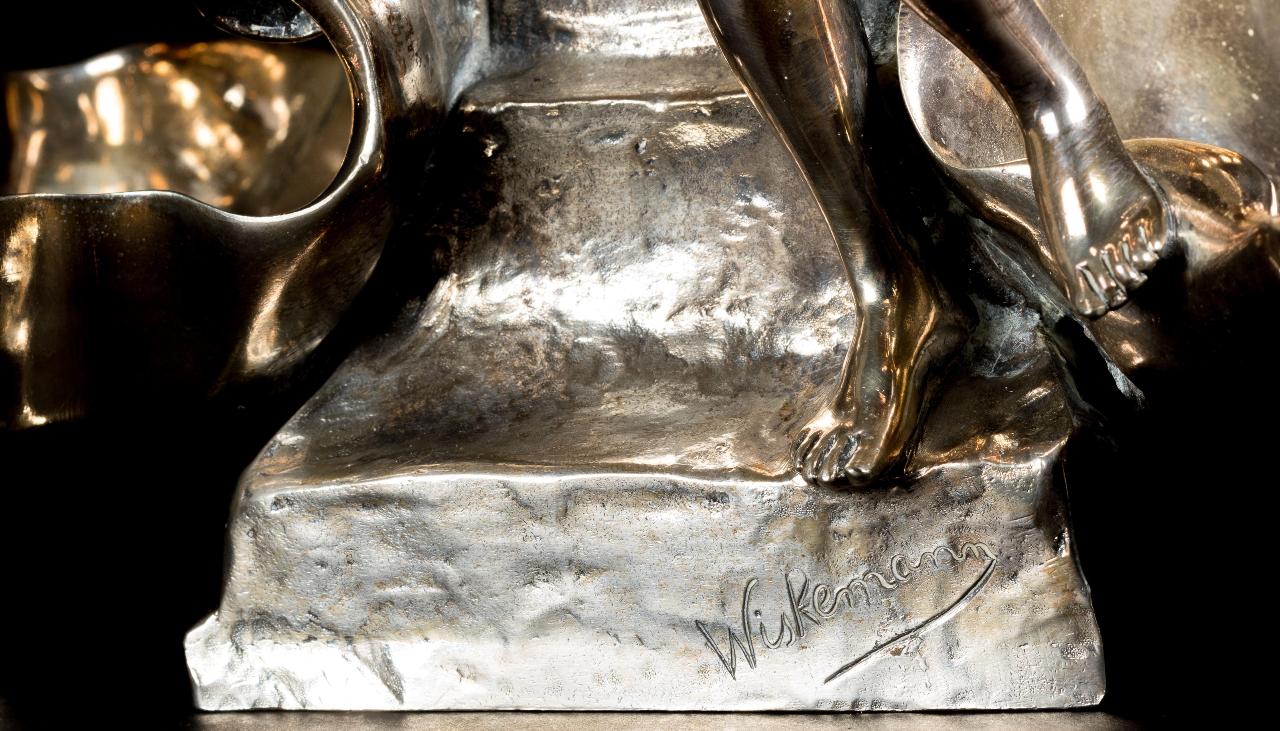 Silvered Three-Part Table Piece by the Maker Wiskemann, circa 1930 For Sale