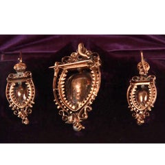 Rose Gold and Silver Antique Earrings and Brooch