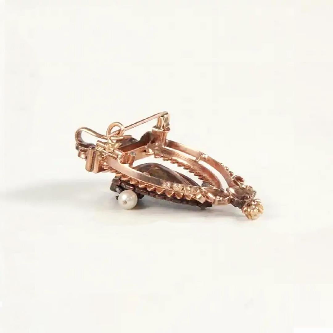 Victorian Rose Gold and Silver Antique Earrings and Brooch For Sale