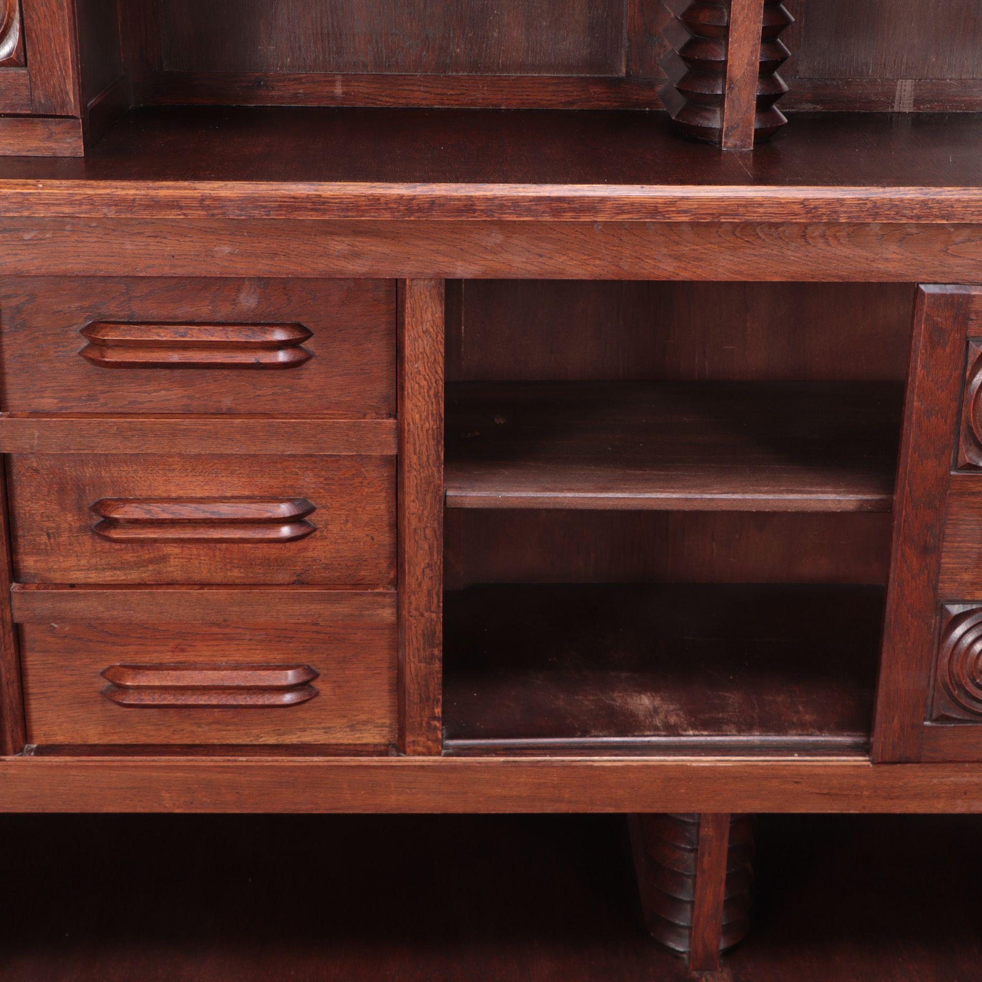 Three Piece French Oak Cabinet in the Manner of Charles Dudouyt C 1940 For Sale 6