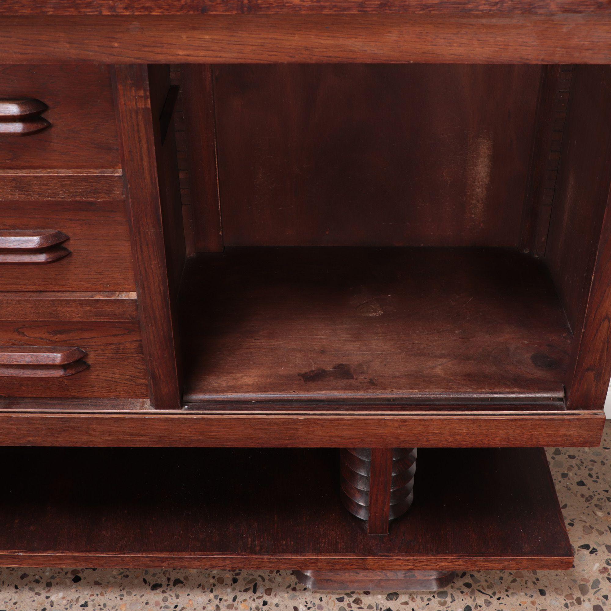 Three Piece French Oak Cabinet in the Manner of Charles Dudouyt C 1940 For Sale 7