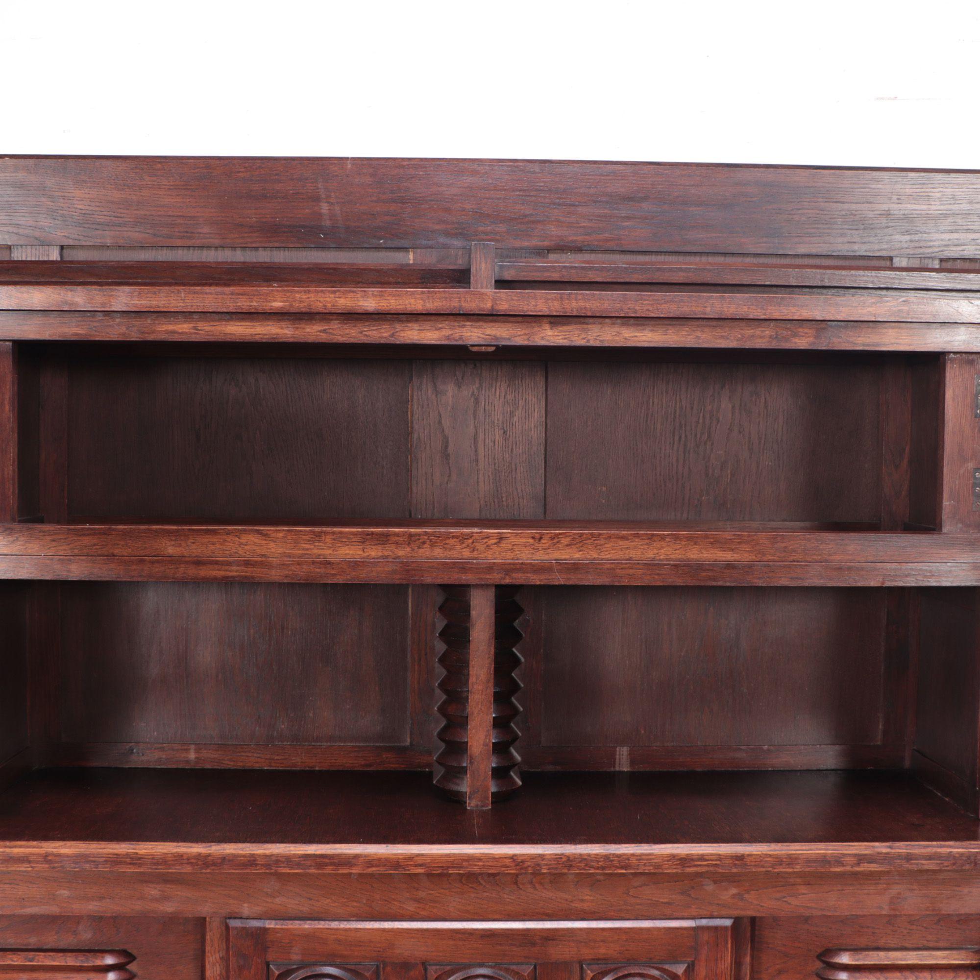 Three Piece French Oak Cabinet in the Manner of Charles Dudouyt C 1940 For Sale 2
