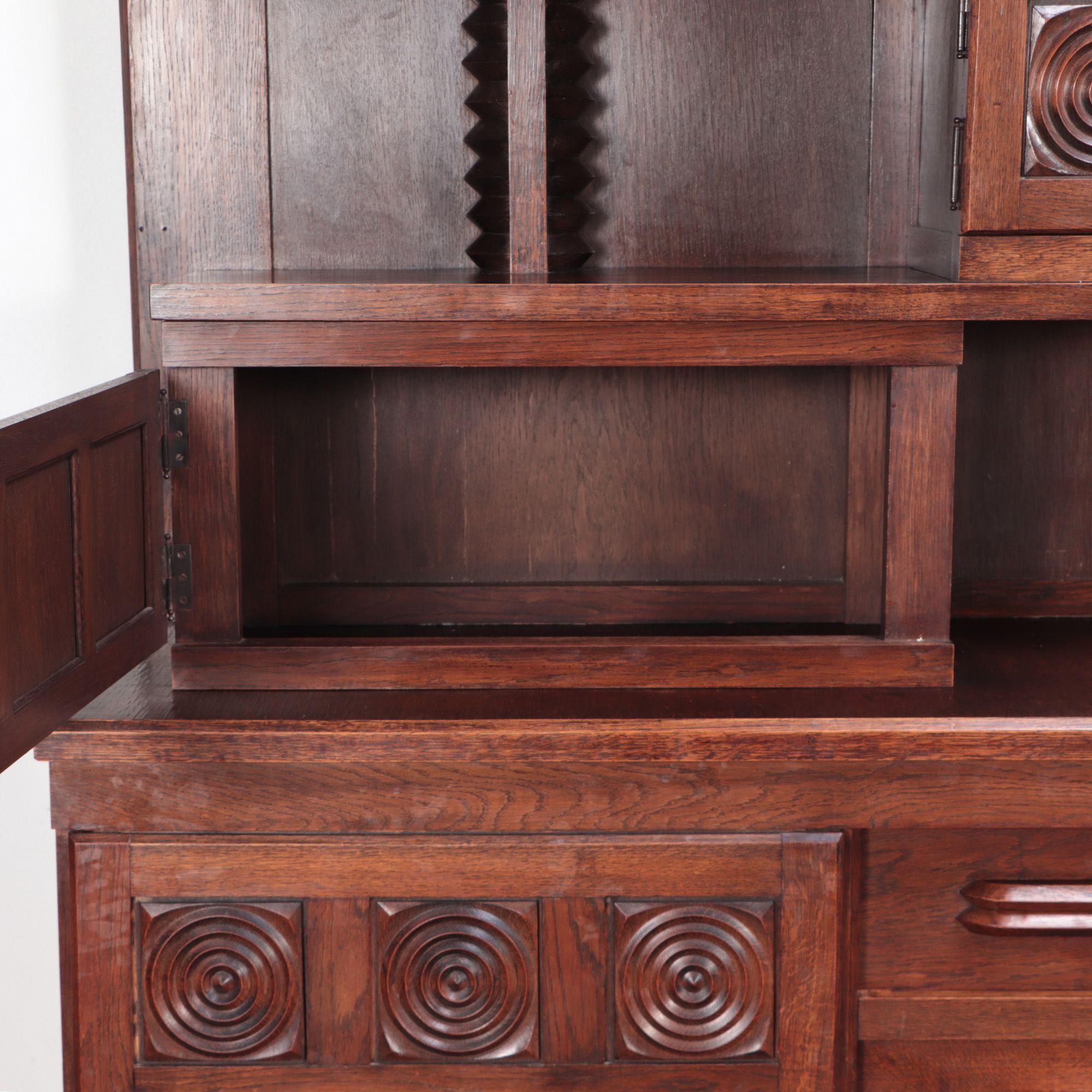 Three Piece French Oak Cabinet in the Manner of Charles Dudouyt C 1940 For Sale 3
