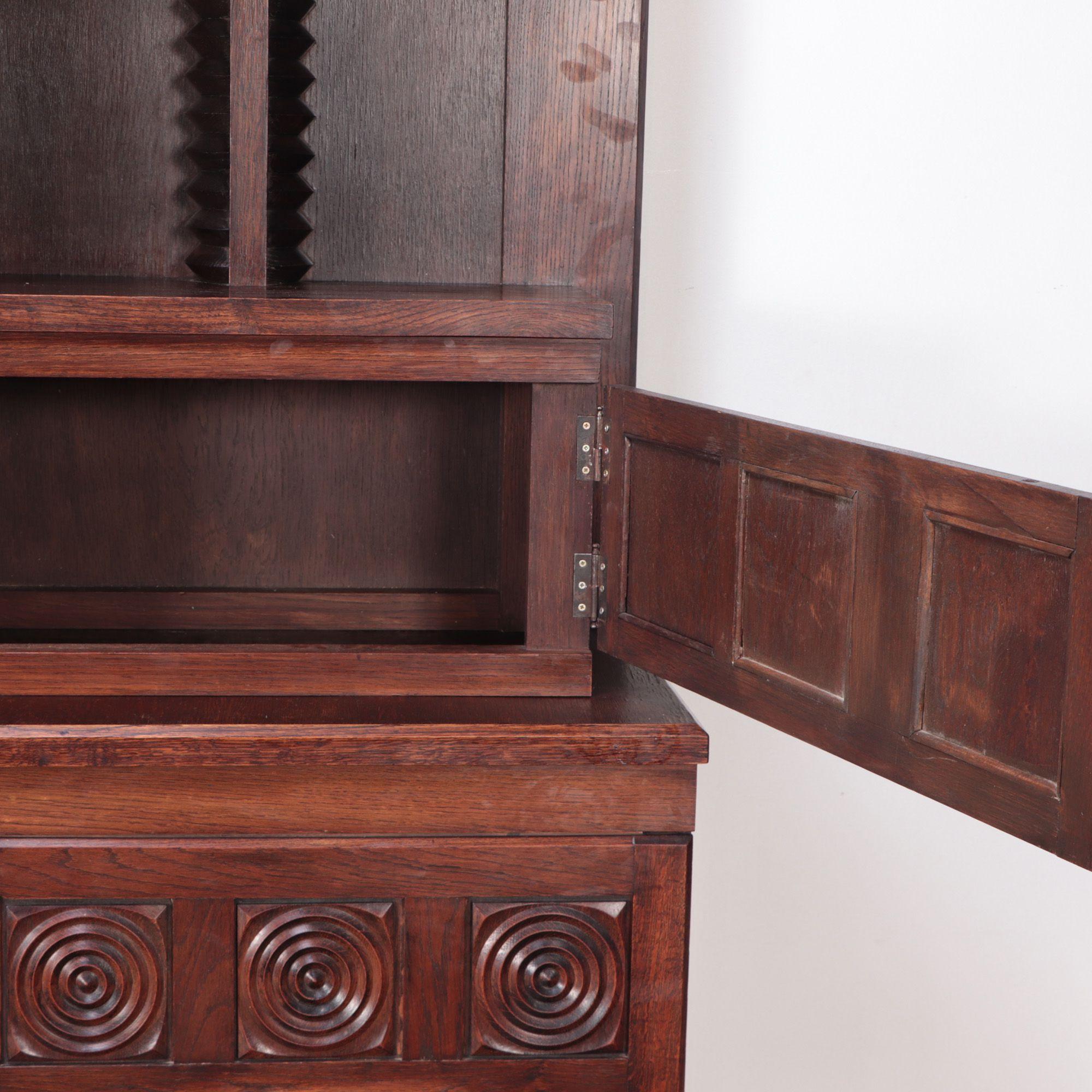 Three Piece French Oak Cabinet in the Manner of Charles Dudouyt C 1940 For Sale 4