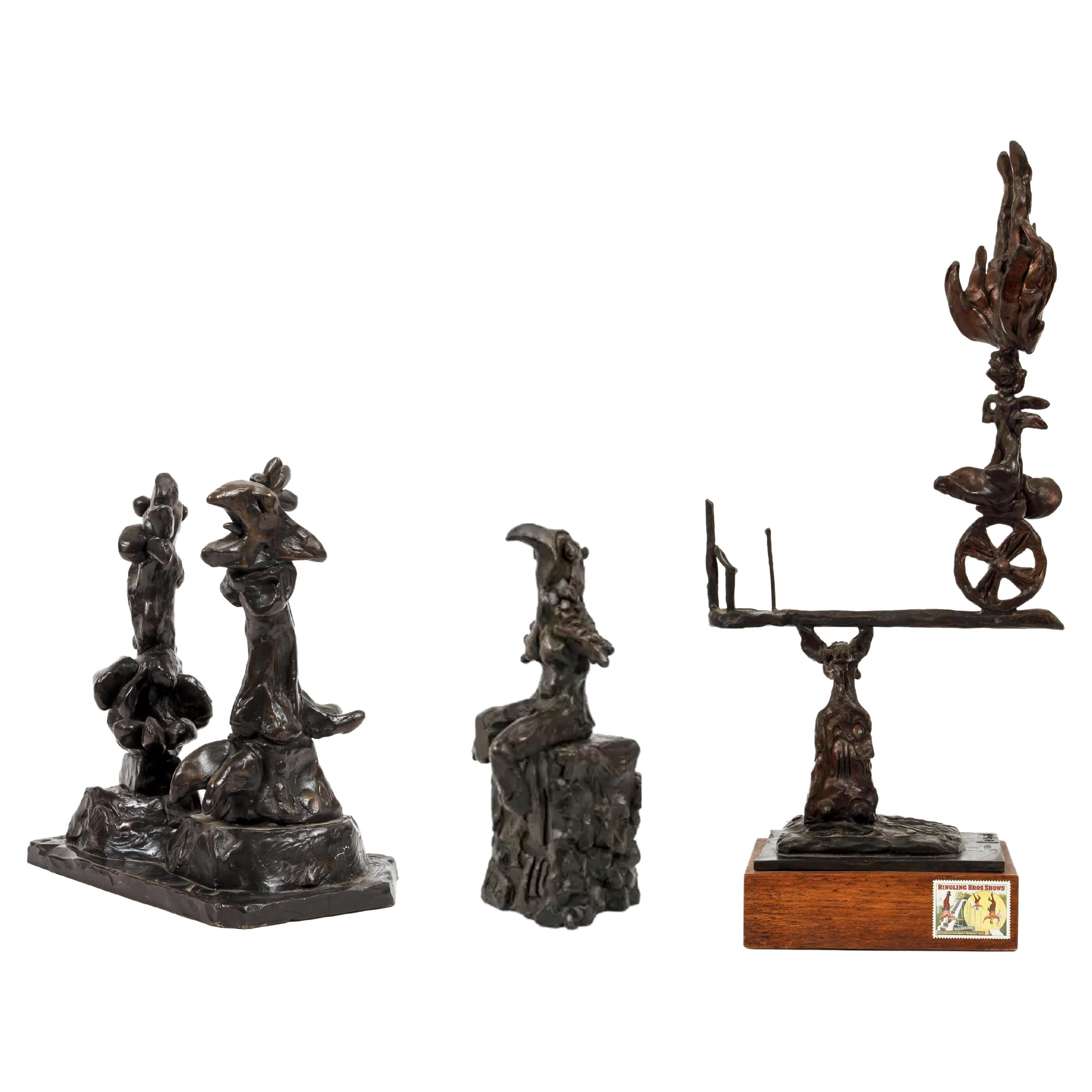 Ensemble de trois pièces de sculptures modernes en bronze de Bob La Bobgah