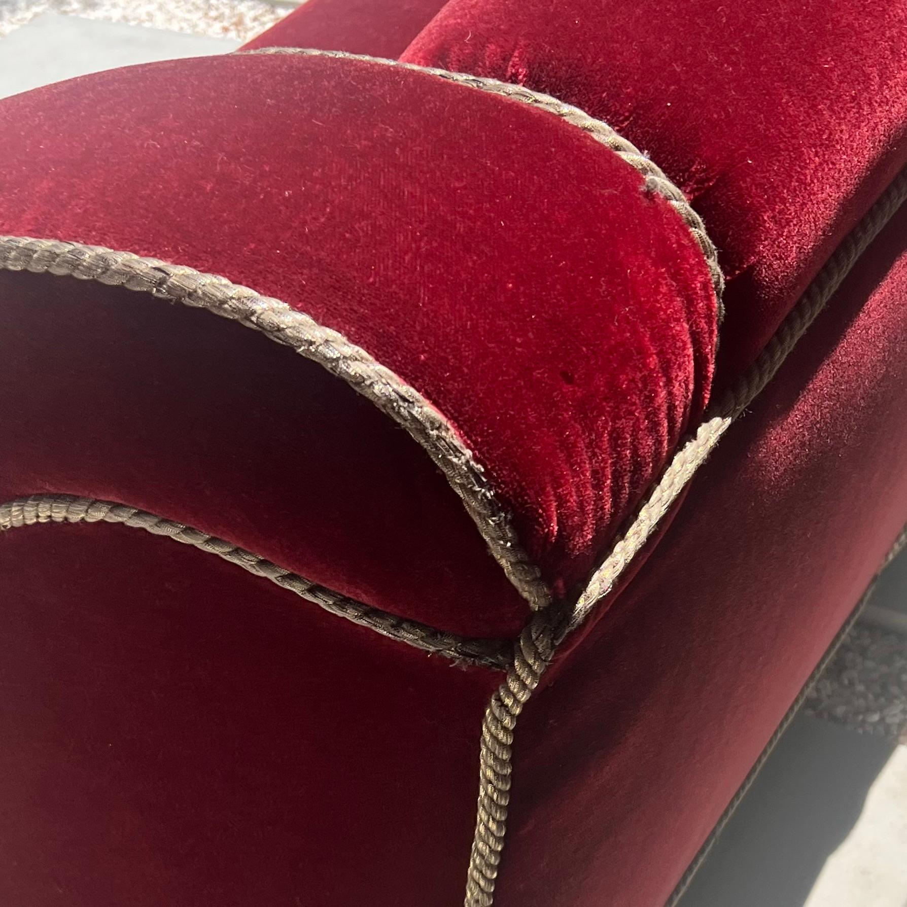 A three seater sofa by Minton-Spidell in burgundy mohair, 20th century 7