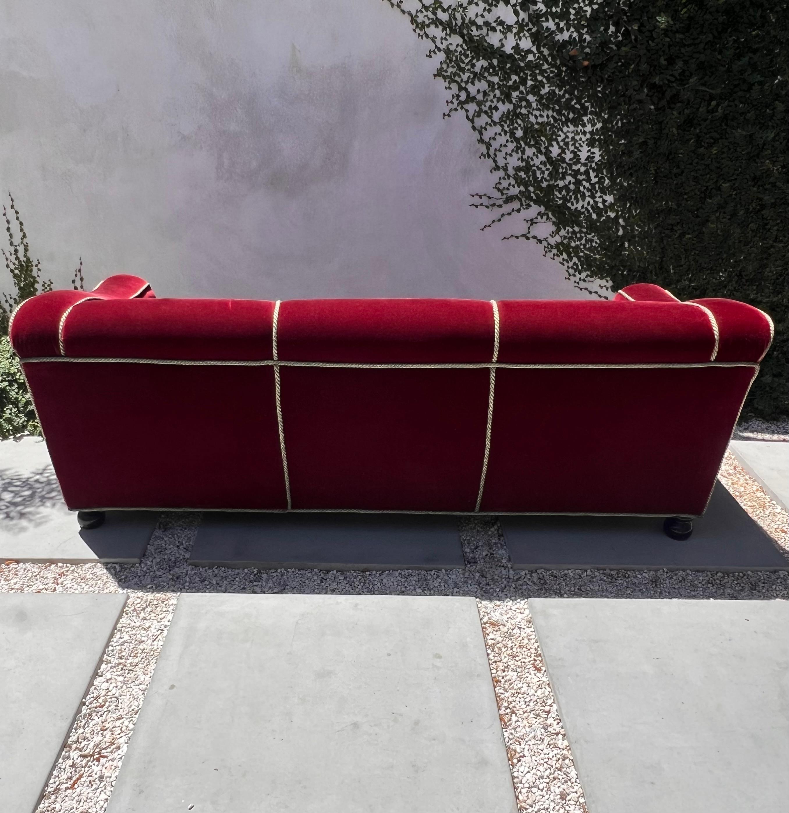 A three seater sofa by Minton-Spidell in burgundy mohair, 20th century 9