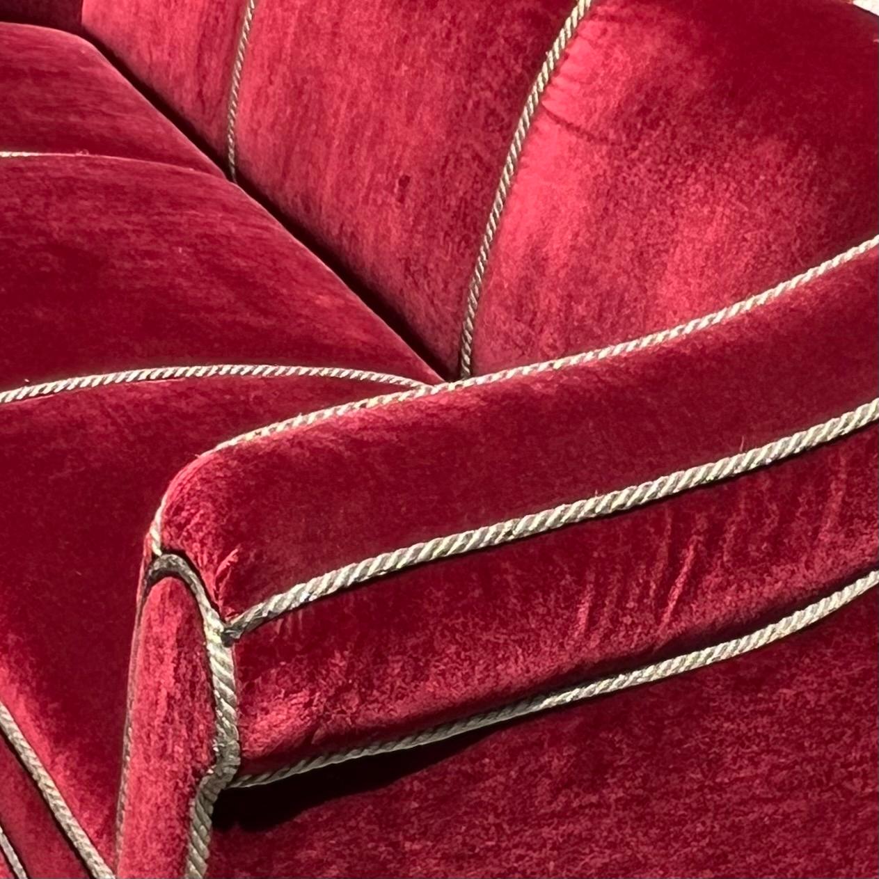 20th Century A three seater sofa by Minton-Spidell in burgundy mohair, 20th century