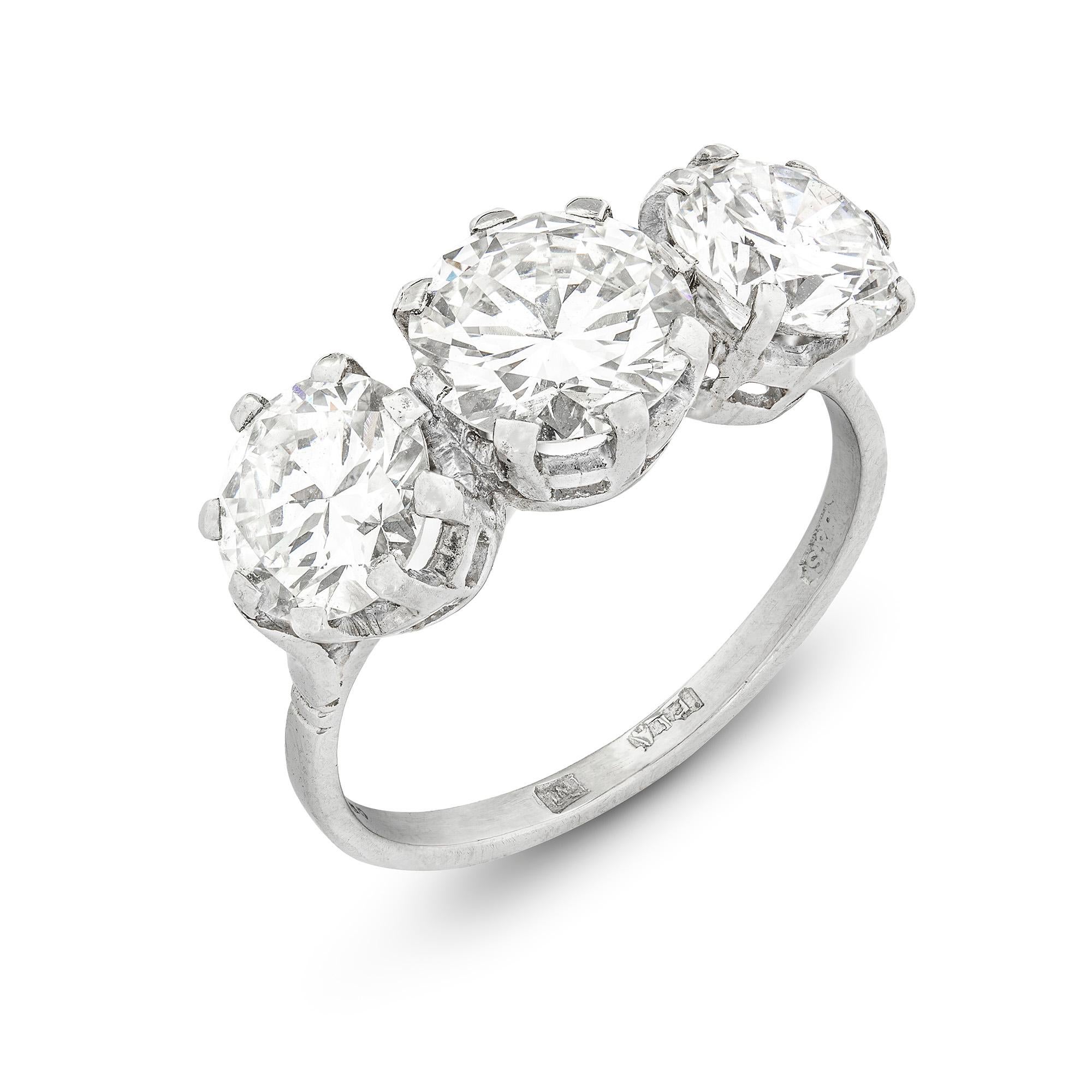 Modern Three-Stone Diamond Ring
