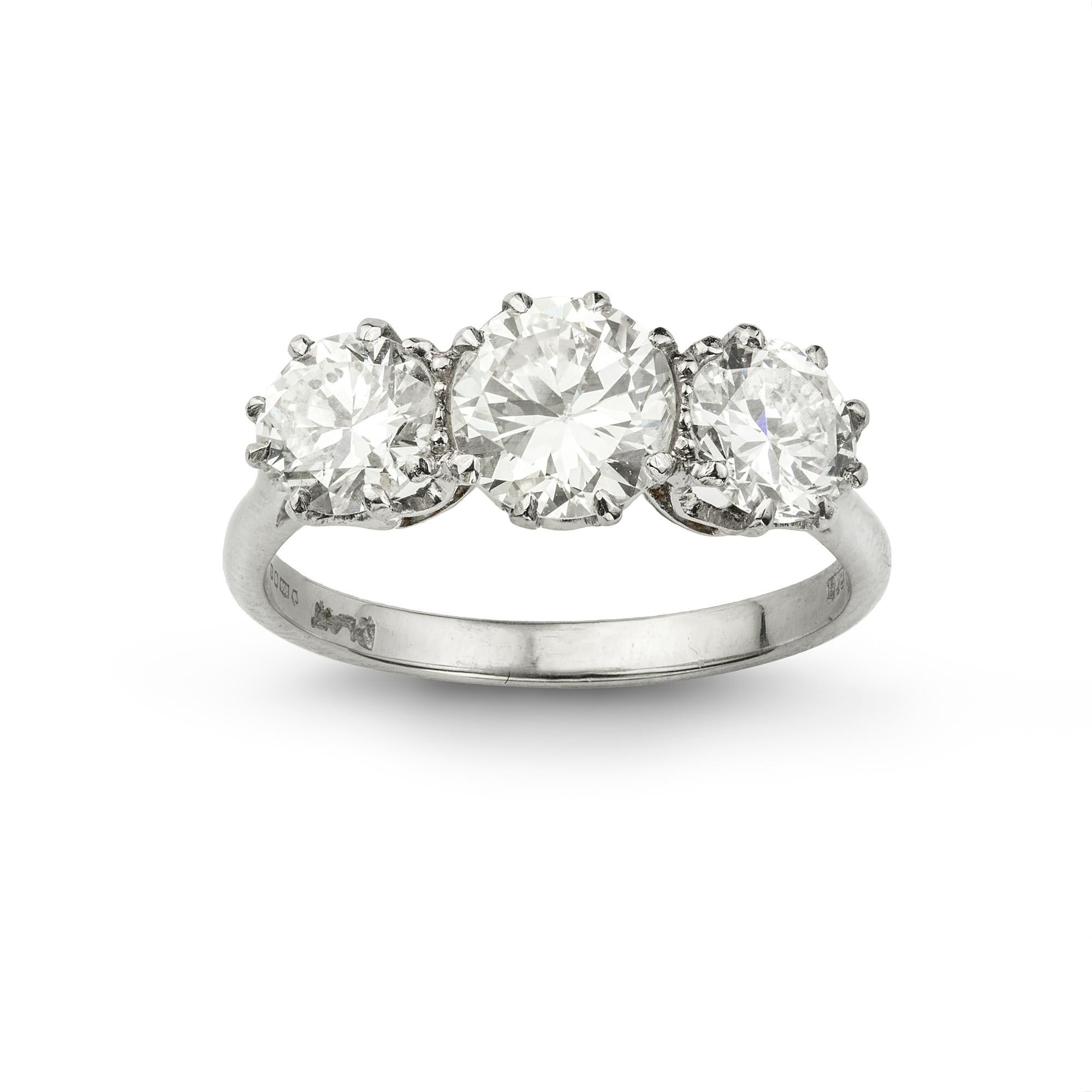 Modern Three-Stone Diamond Ring