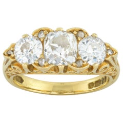 Three-Stone Diamond Victorian Style Ring