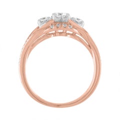 Three-Stone Ring with Diamonds Set in Miracle Plate