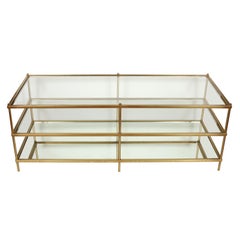 Three-Tier Glass, Brass and Mirror Cocktail Table