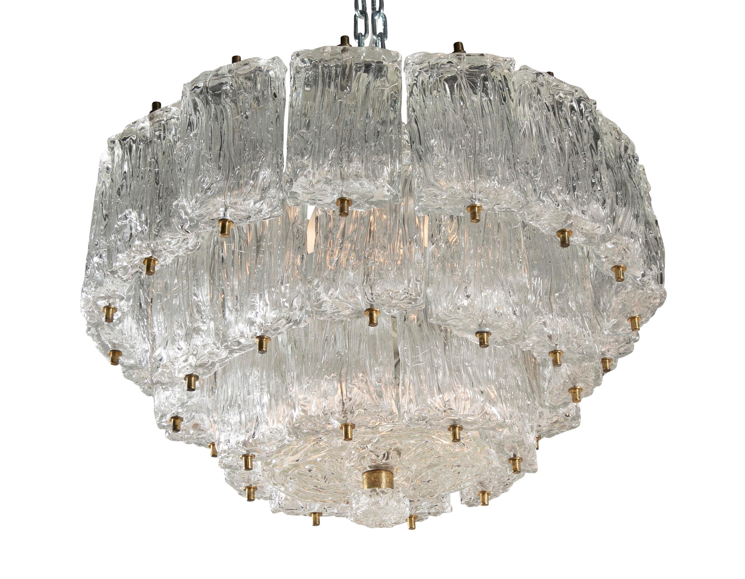 A Murano blown glass chandelier by Barovier & Toso, circa 1965.