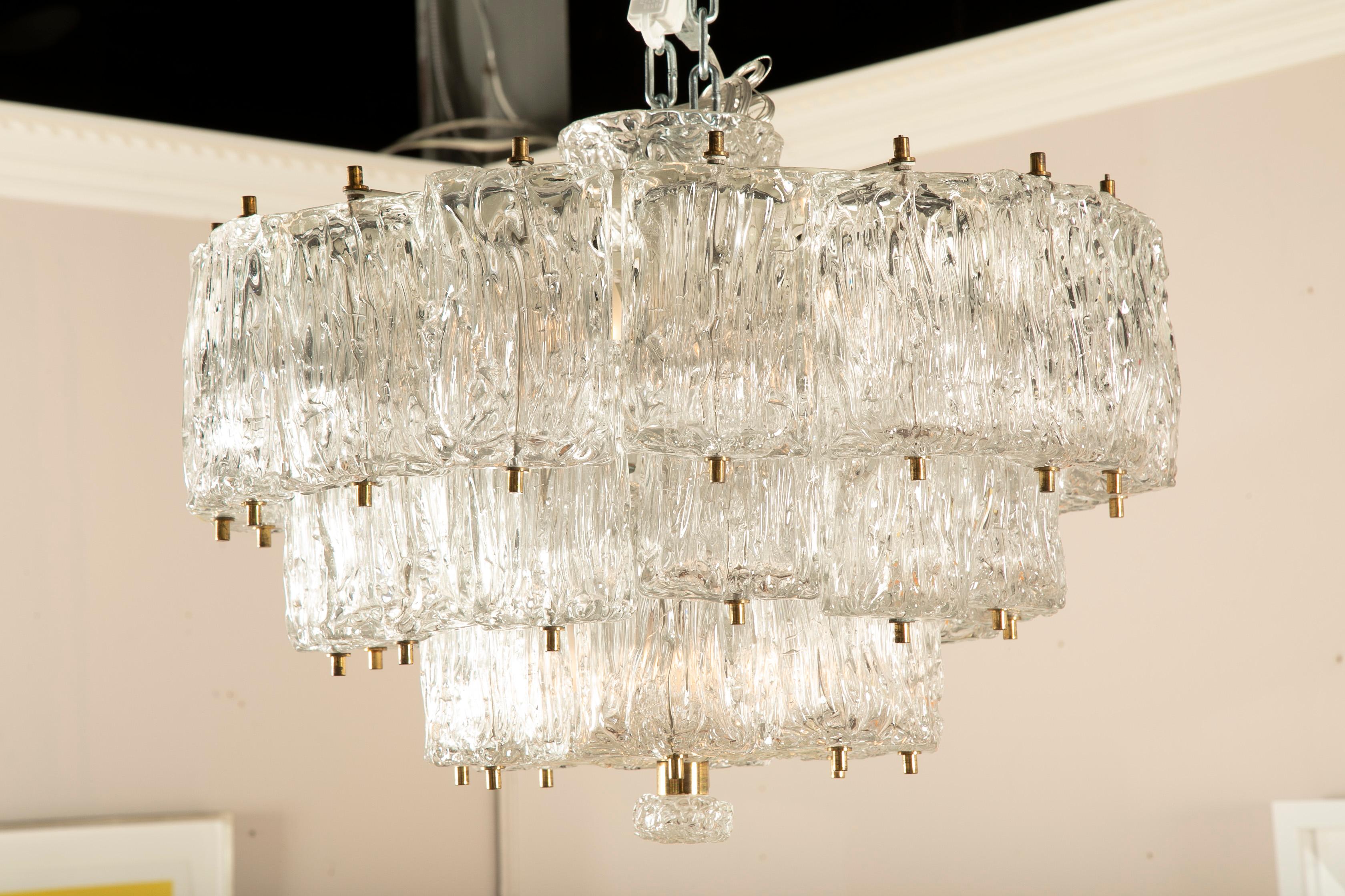 Verre Luminaire à trois niveaux en verre de Murano par Barovier & Toso en vente
