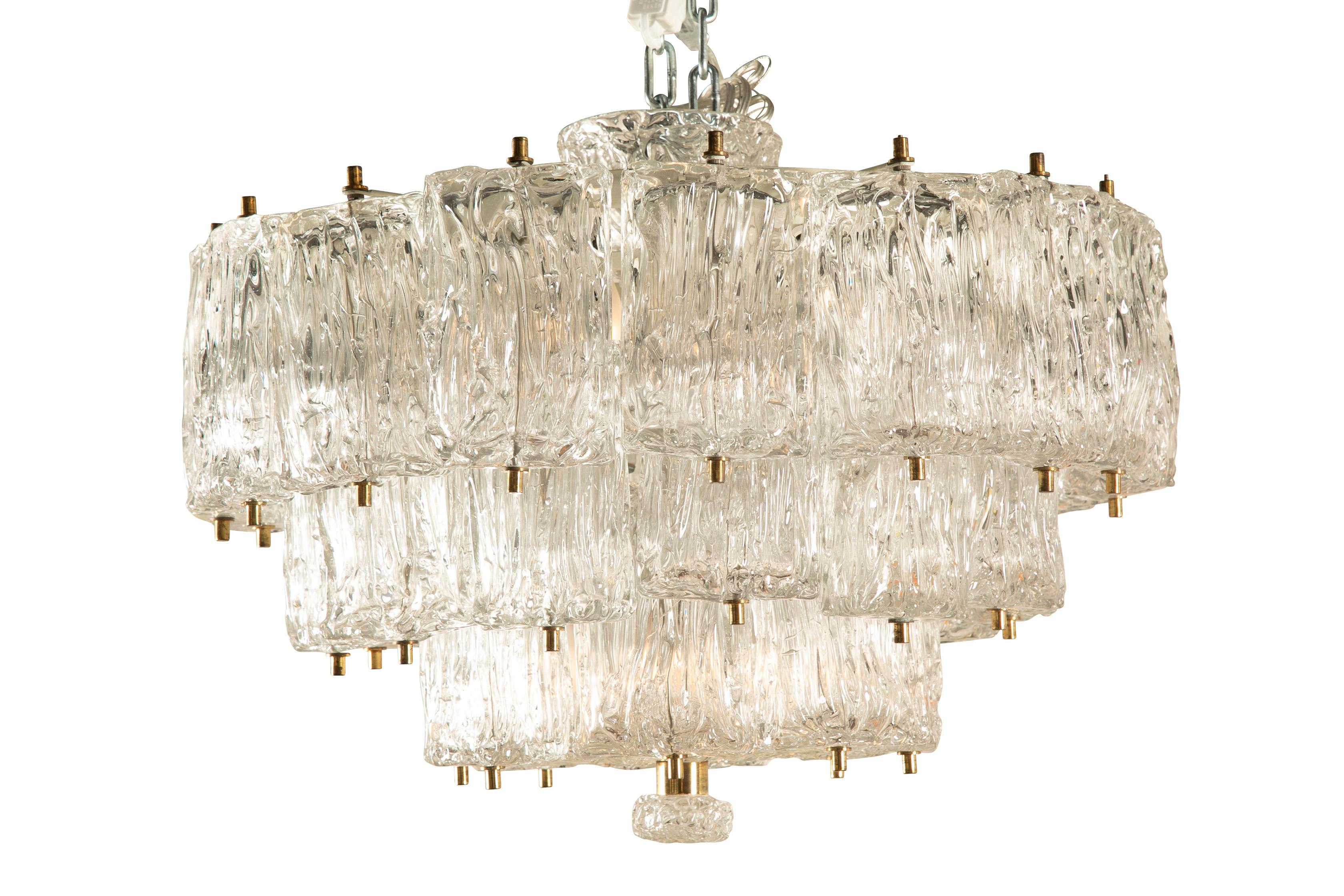 Three-Tier Murano Glass Chandelier by Barovier & Toso For Sale 2
