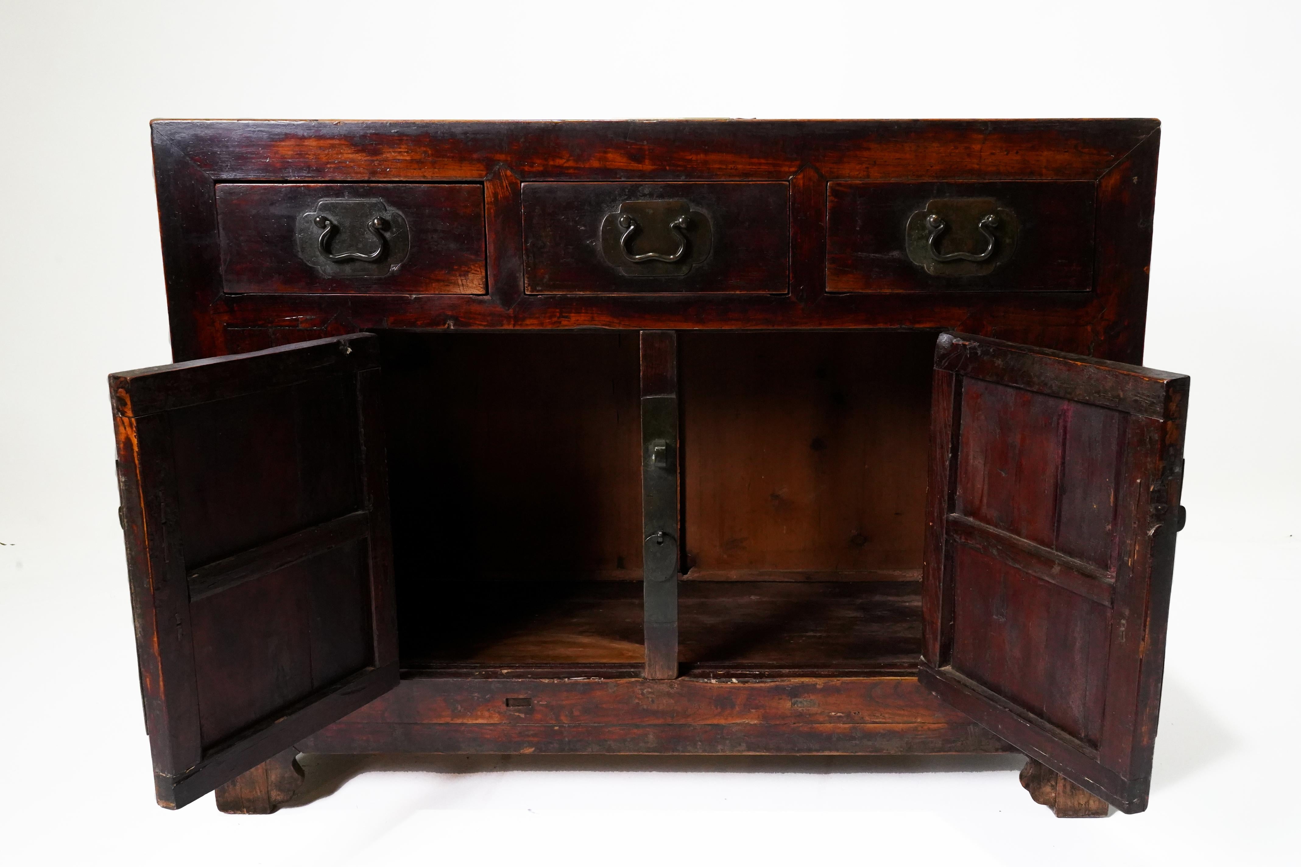 Chinese Tianjin Style Sideboard With Original Patina and Original Hardware For Sale