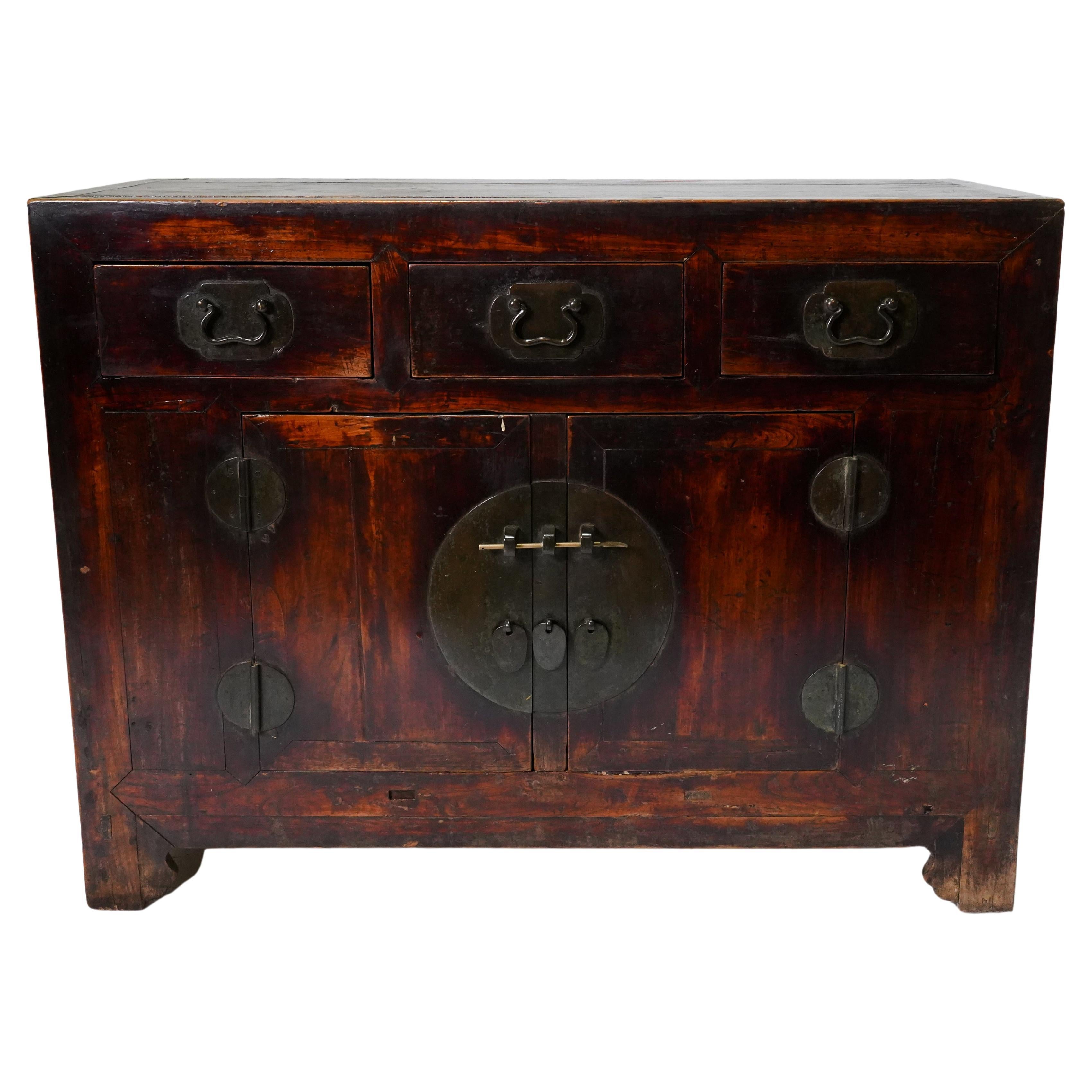 Tianjin Style Sideboard With Original Patina and Original Hardware For Sale