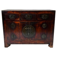 Antique Tianjin Style Sideboard With Original Patina and Original Hardware