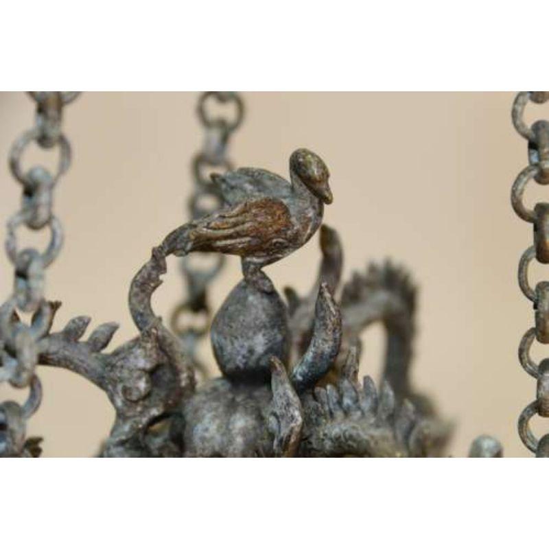 Tibetischer Räuchergefäßbrenner aus Bronze, fein detailliert mit mythischen Tieren, um 1910 im Angebot 4