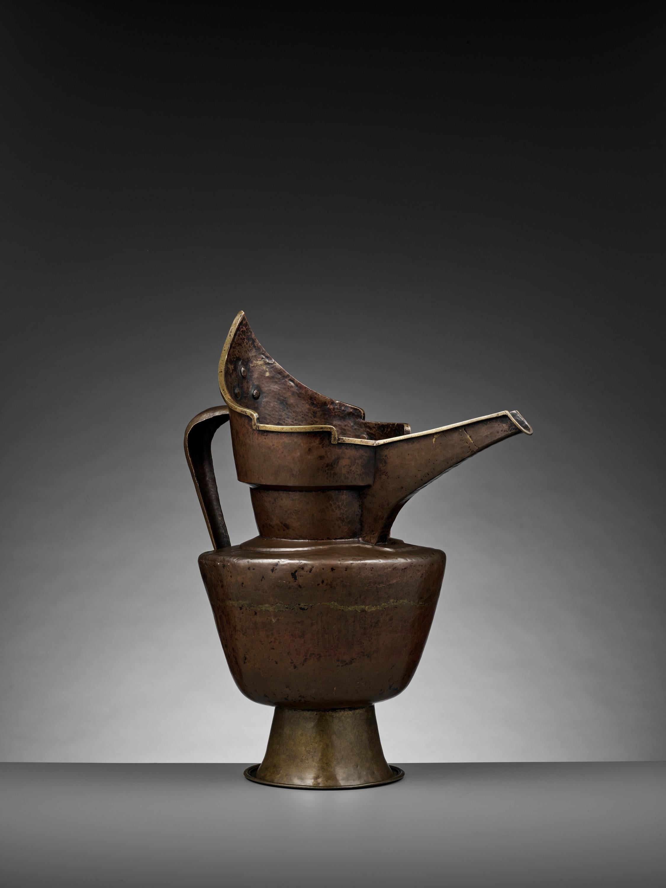 Tibetan-Chinese Parcel-Gilt Bronze 'Monk's Cap' Ewer, Sengmaohu, 15th Century For Sale 5