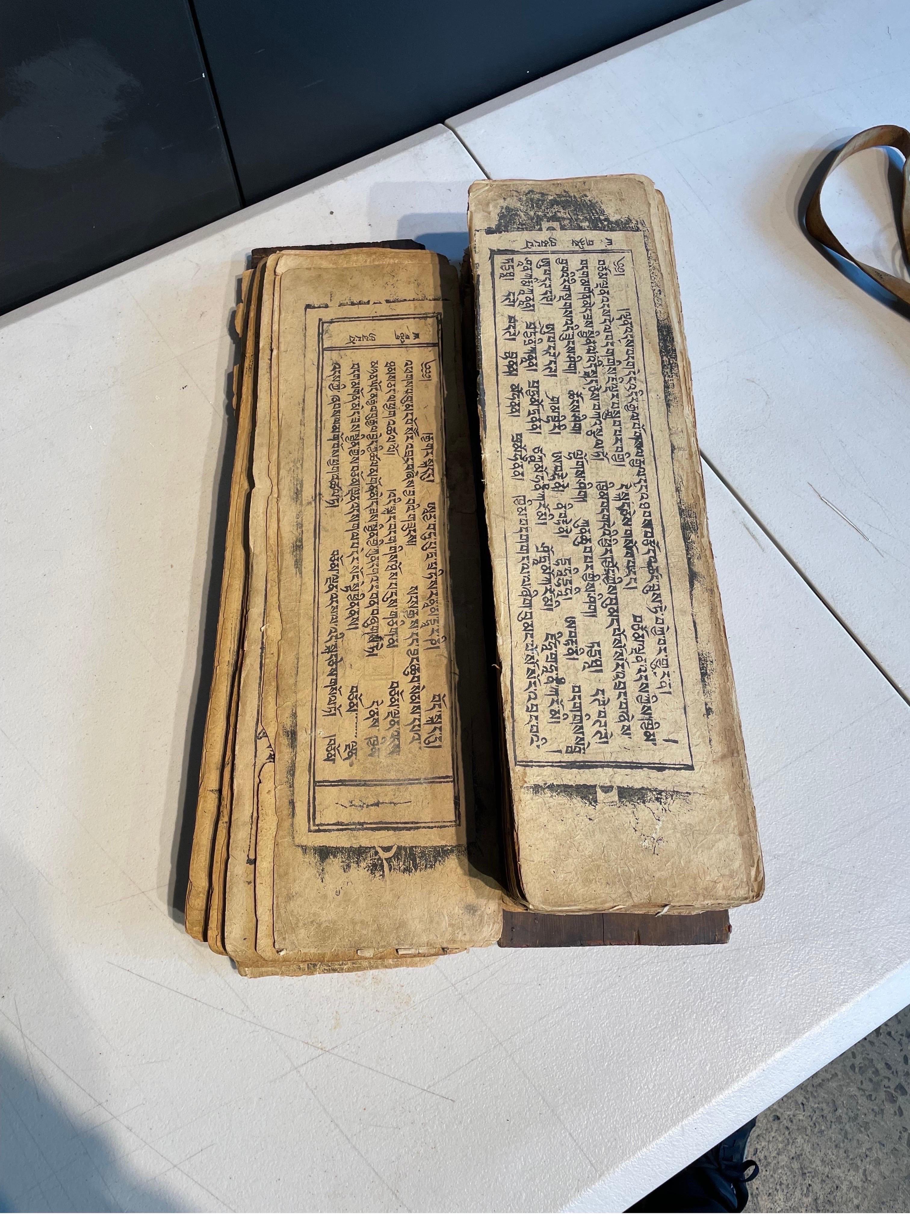 Hardwood A Tibetan Prayer Book In Wooden Casing, 19th Century For Sale