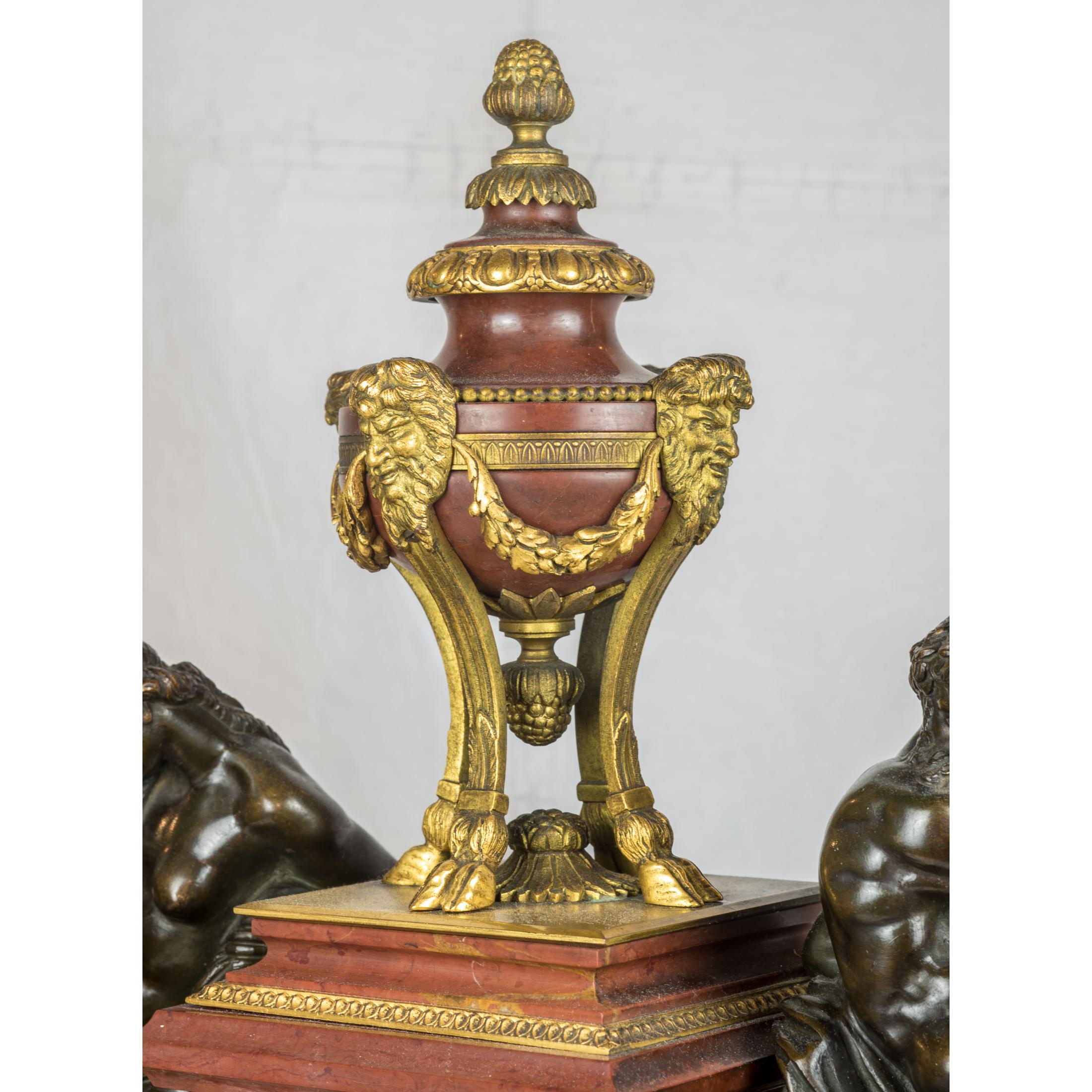 19th Century Tiffany & Co. Gilt Bronze and Rouge Marble Mantel Clock For Sale