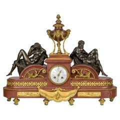 Antique Tiffany & Co. Gilt Bronze and Rouge Marble Mantel Clock