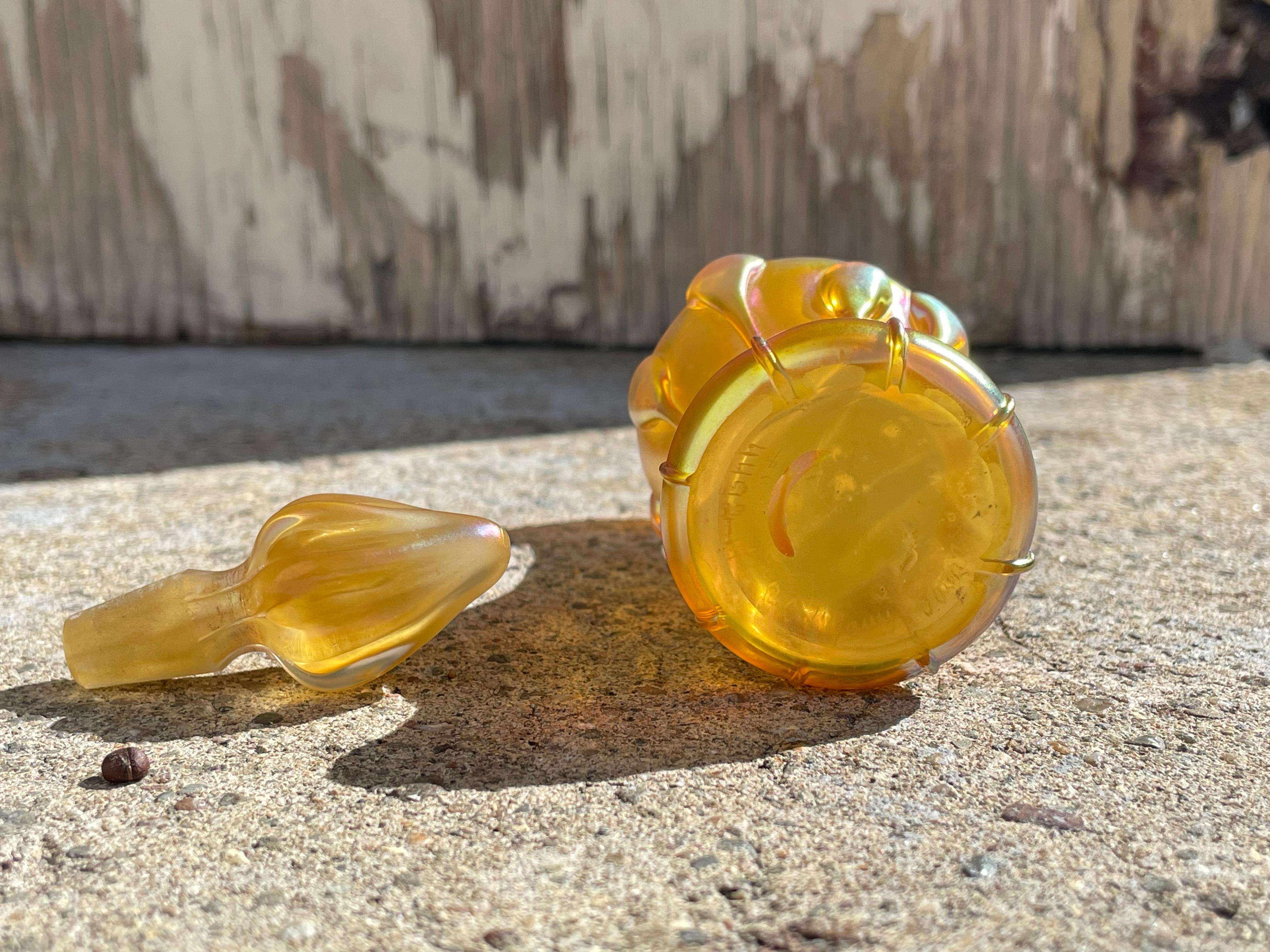 Art Nouveau Tiffany Favrile Applied Tendril Art Glass Perfume Bottle by, Tiffany Studios