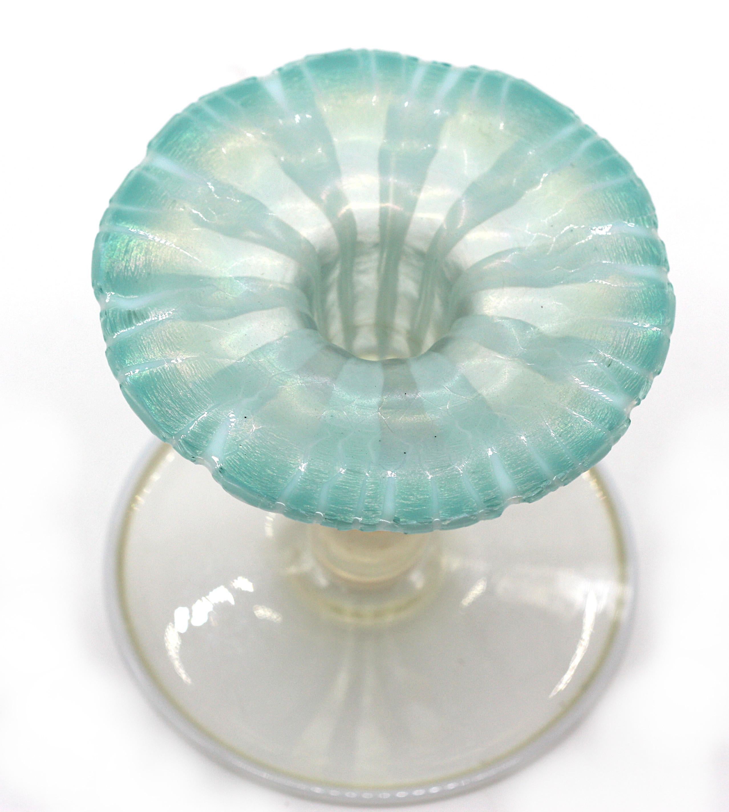 Tiffany Favrile Glass Morning Glory Candlestick circa 1918-1928 In Good Condition For Sale In West Palm Beach, FL