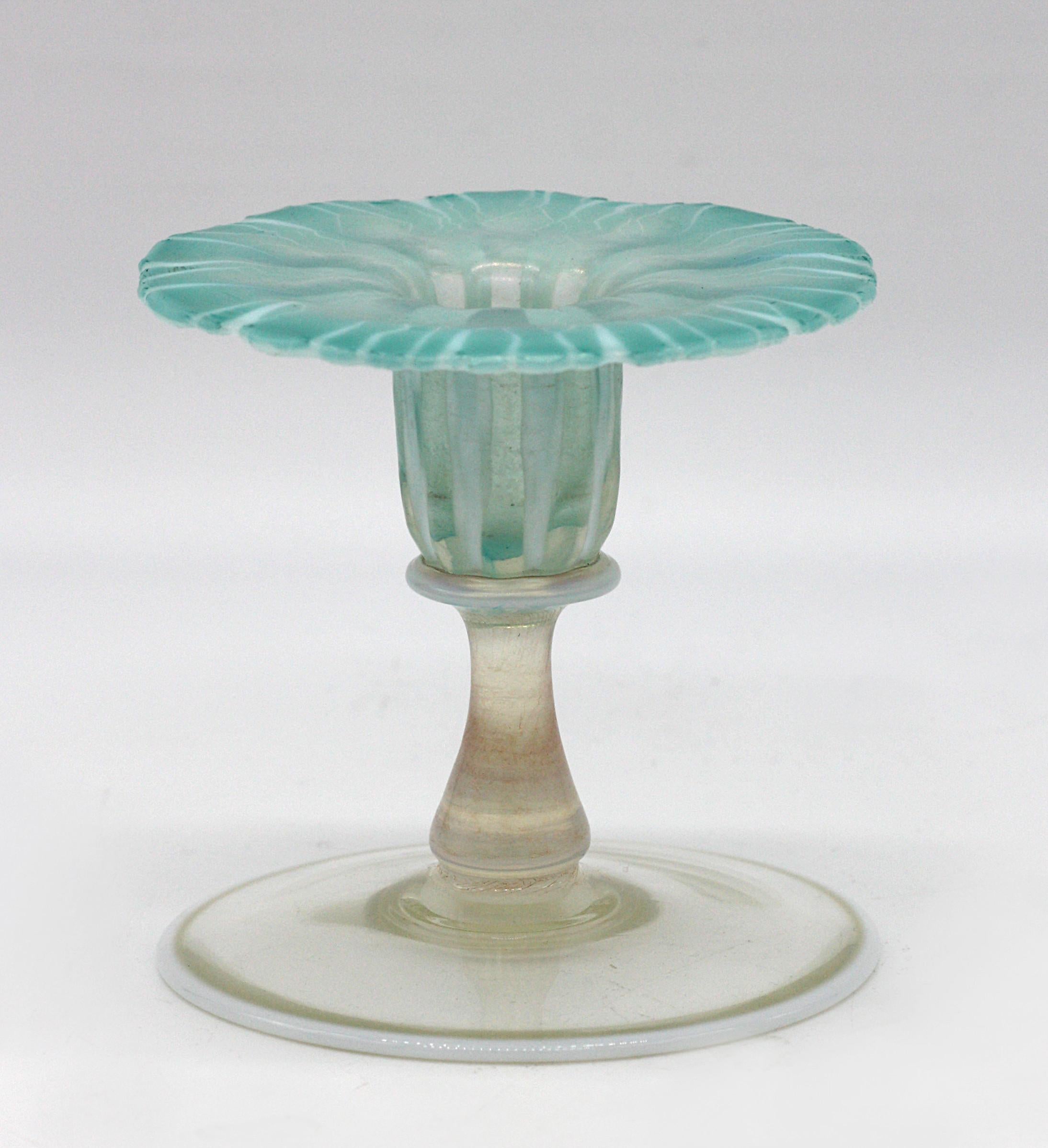 Tiffany Favrile Glass Morning Glory Candlestick circa 1918-1928 For Sale 1