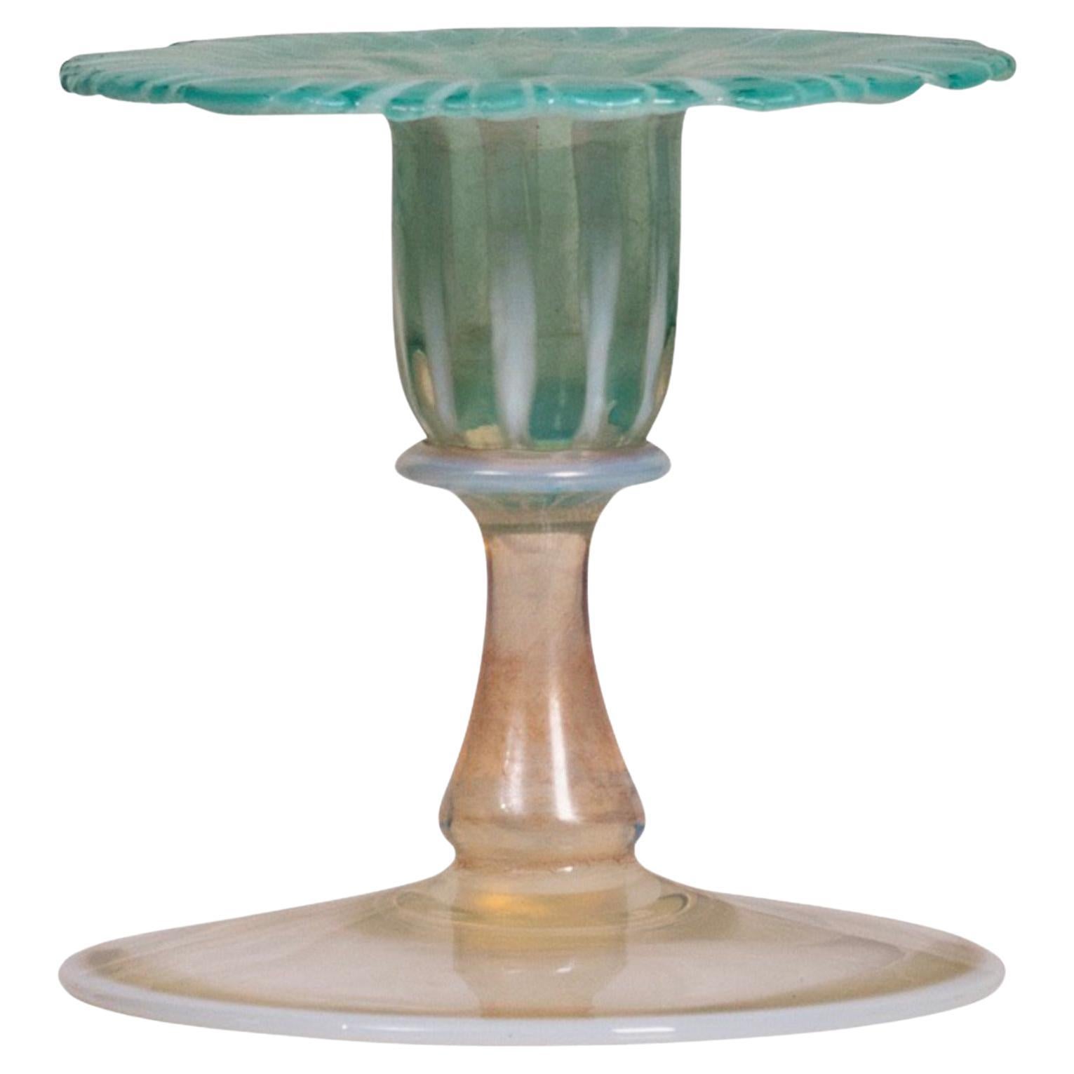 Tiffany Favrile Glass Morning Glory Candlestick circa 1918-1928 For Sale