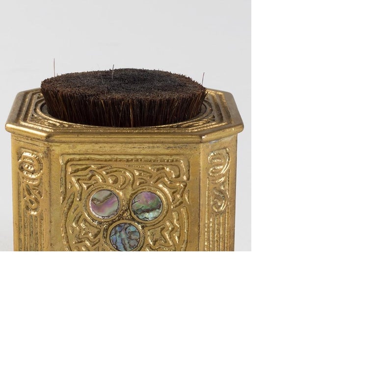 Tiffany Studios New York Gilt Bronze And Abalone Pen Wipe For Sale