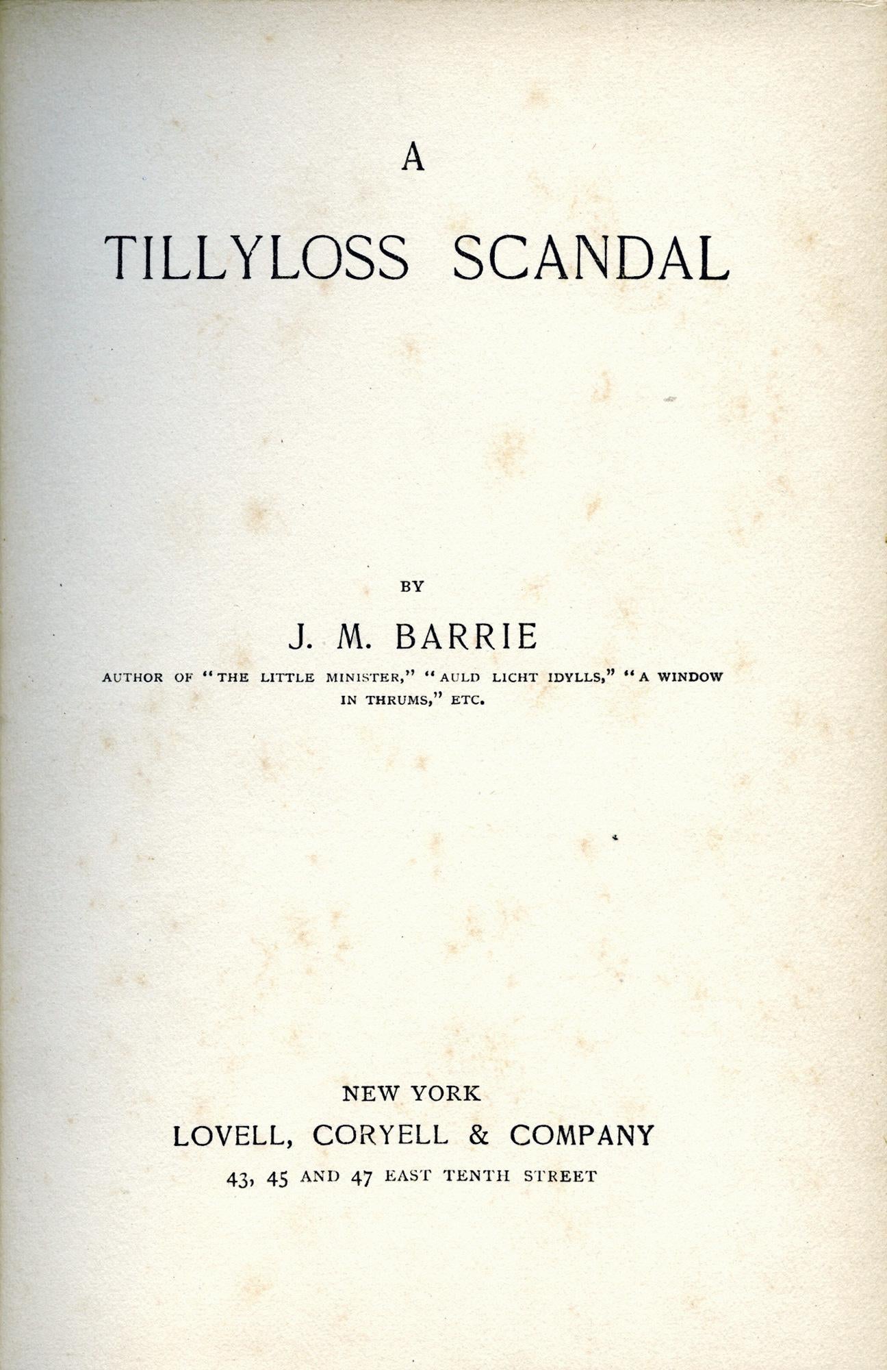 Americano Uno scandalo a Tillyloss di J. M. Barrie, il creatore di M. I. PAN in vendita