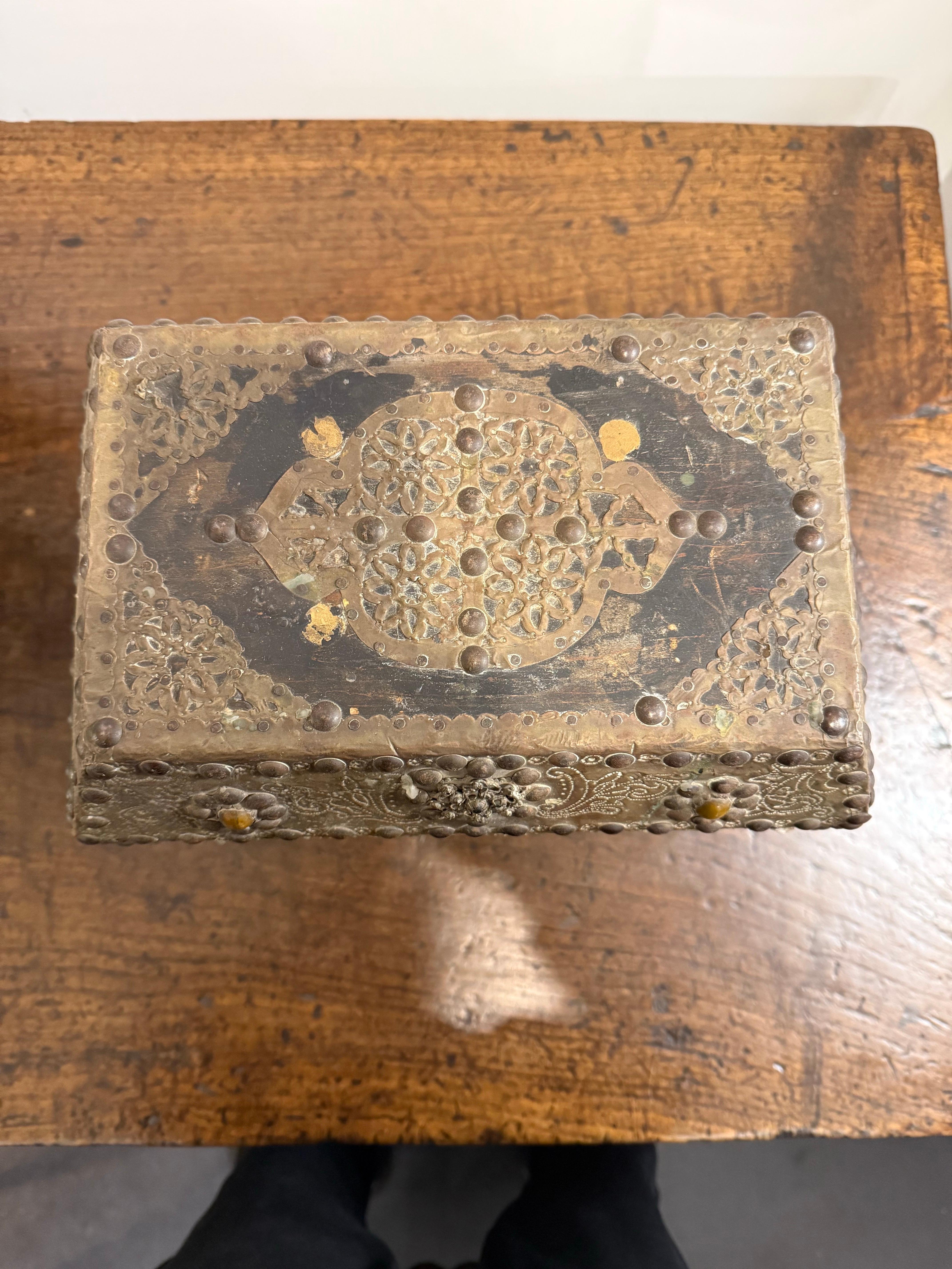 A Timber Gilt-Metal Embellished Box, 19th Century For Sale 8