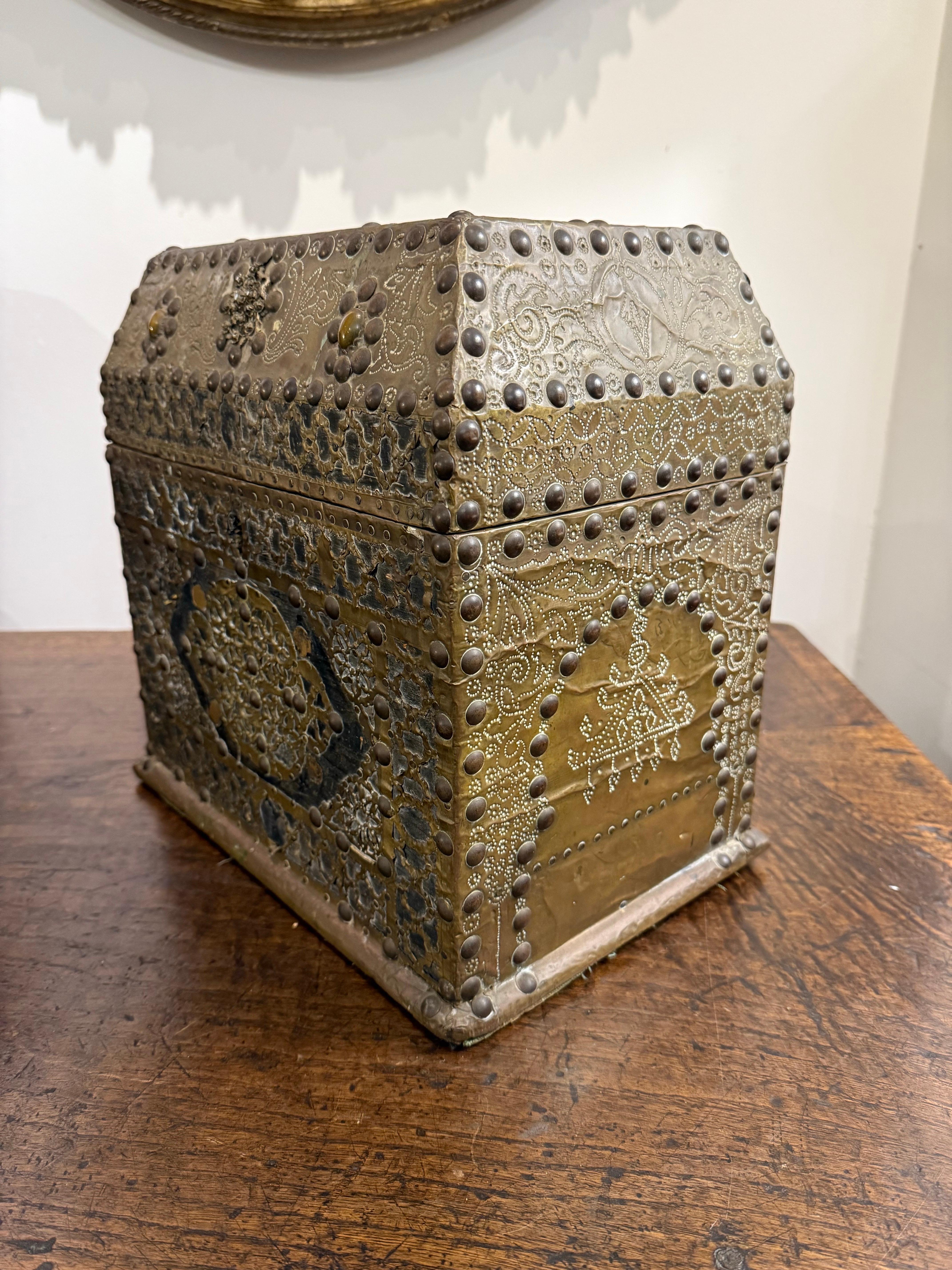 African A Timber Gilt-Metal Embellished Box, 19th Century For Sale