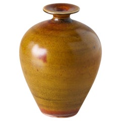 Un piccolo vaso in gres con diverse tonalità di terra di Berndt Friberg