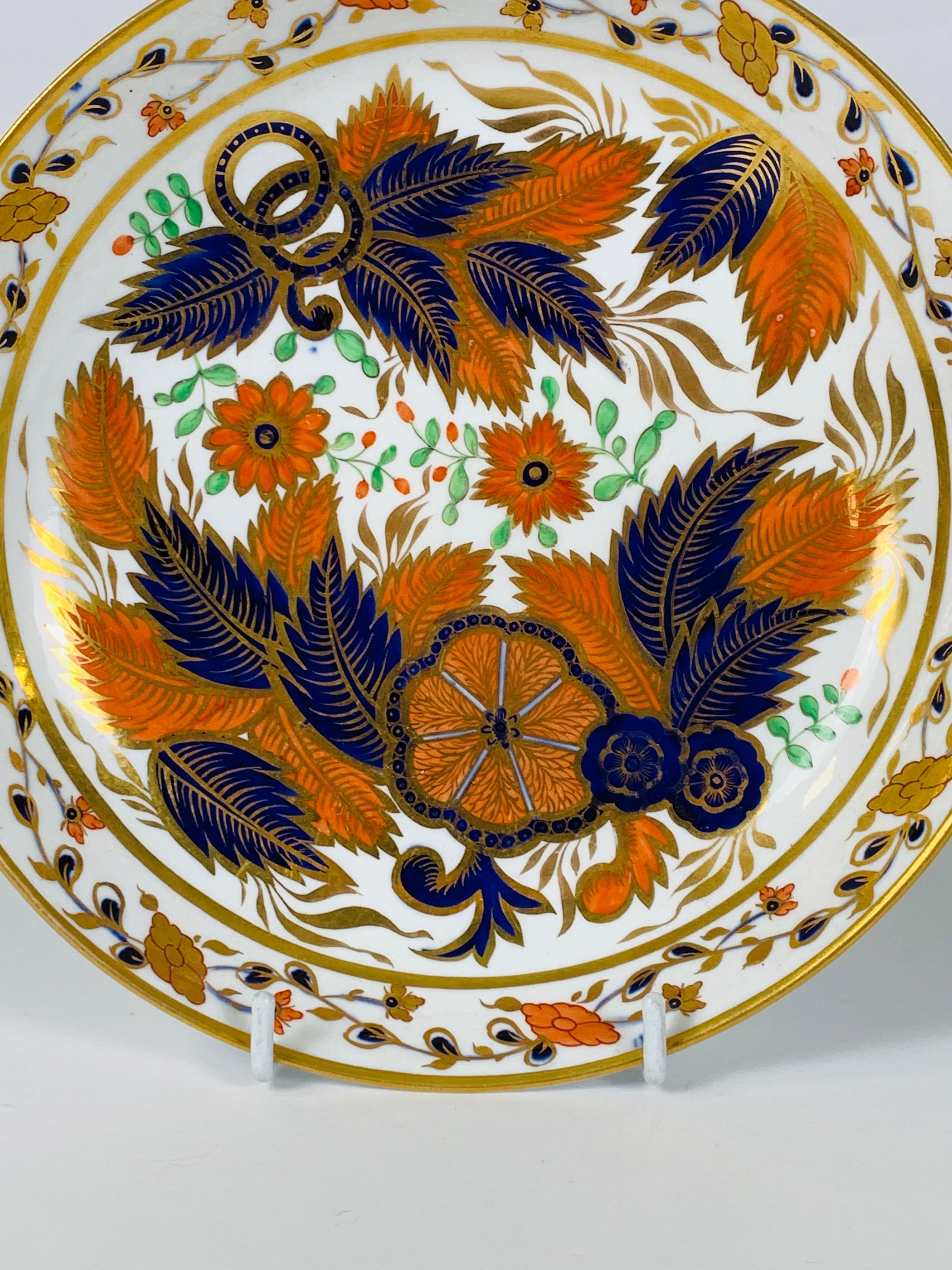 English Tobacco Leaf Pattern Porcelain Saucer Dish England, circa 1820
