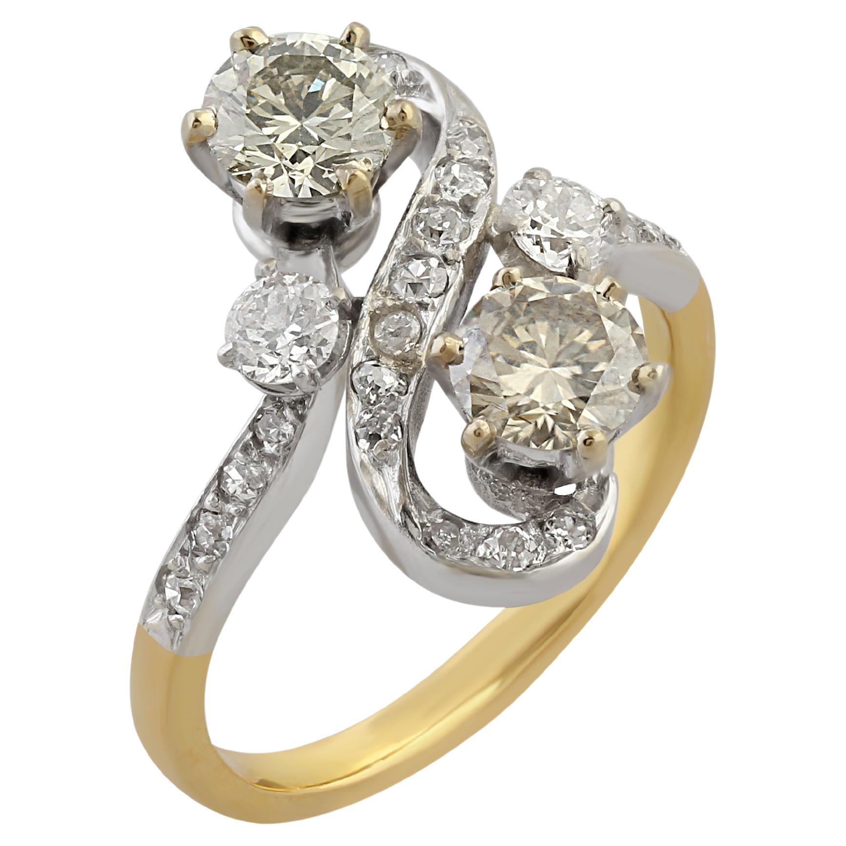 A Toi et Moi Engagement Ring For Sale at 1stDibs