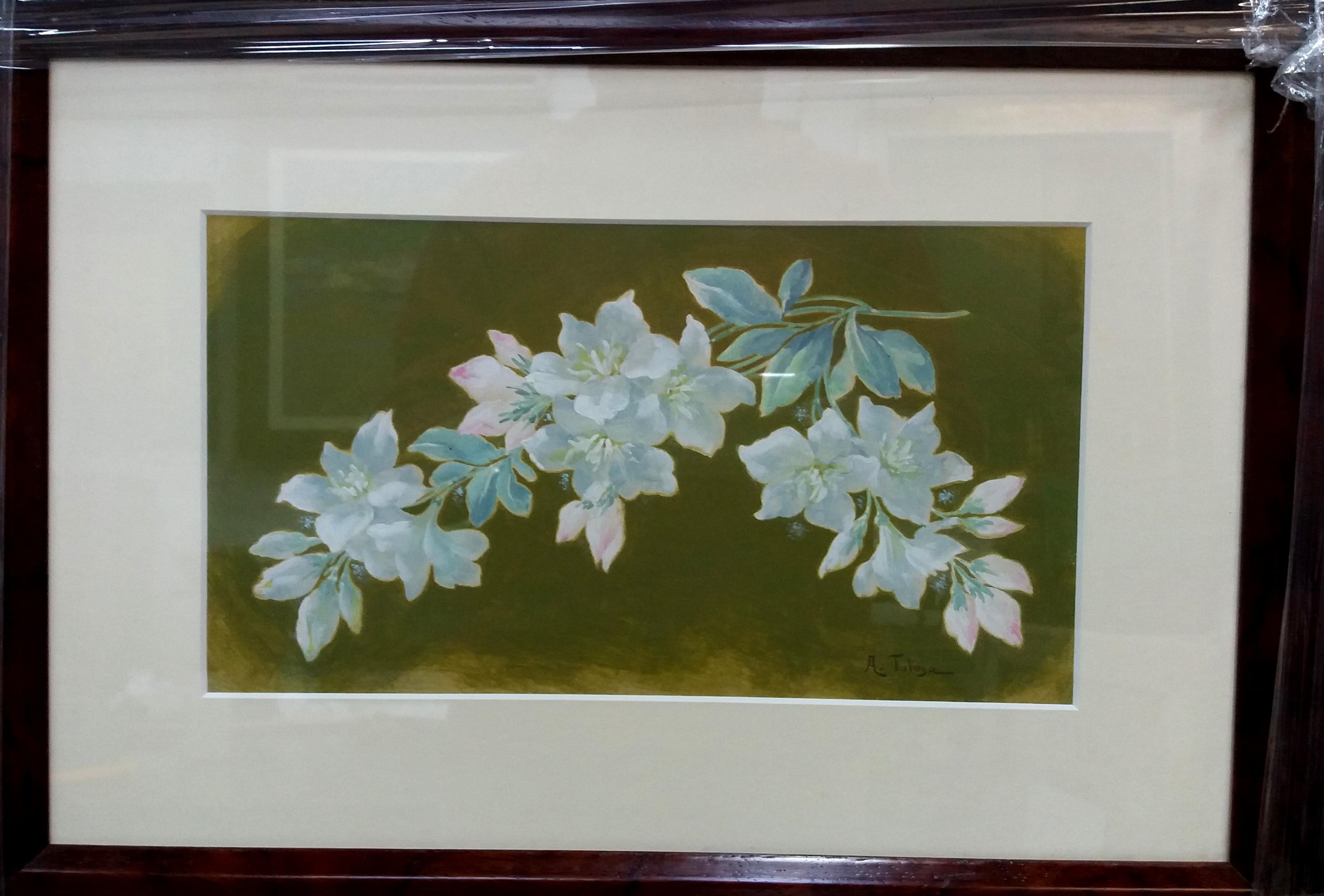 A. TOLOSA Still-Life Painting - A. Tolosa.  FLOWERS. Original pastel painting