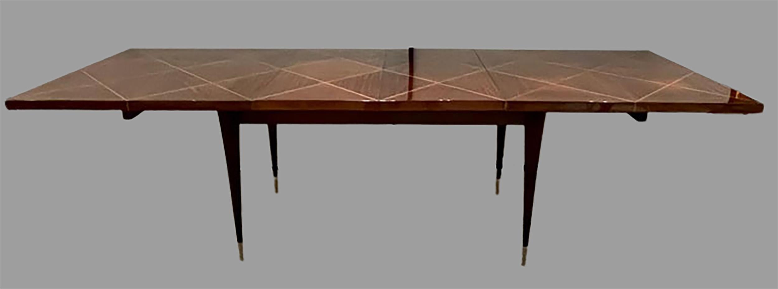 20th Century A Tommi Parzinger Originals Dining Table Fully Refinished with Two Leaves