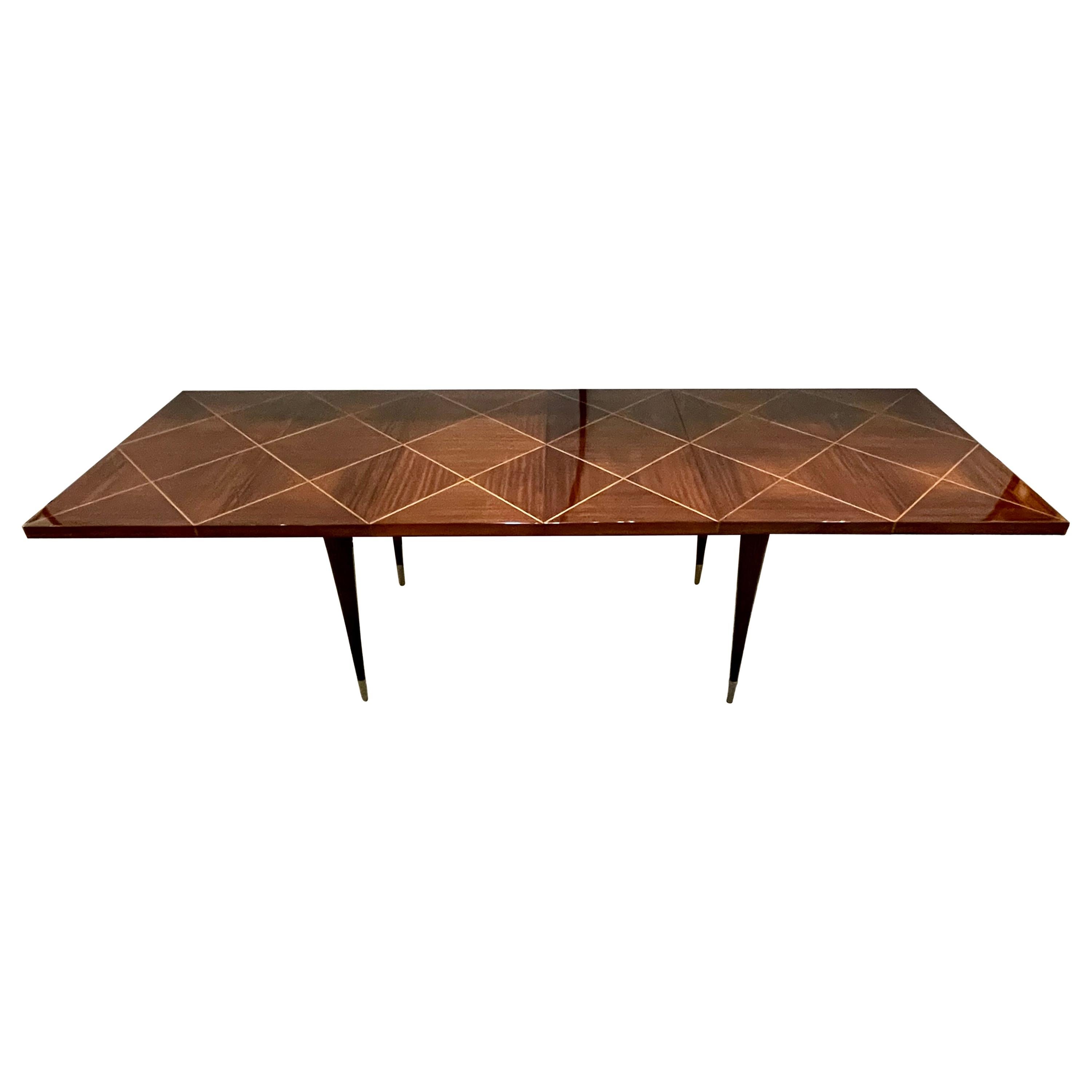 A Tommi Parzinger Originals Dining Table Fully Refinished with Two Leaves