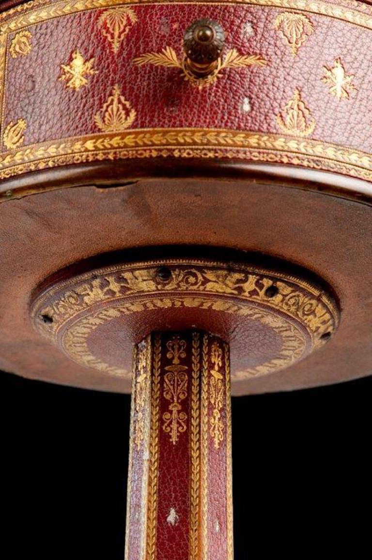 Early 19th Century Tooled-Leather Lamp Table French, circa 1825 For Sale