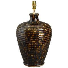 Tortoiseshell Glazed Ceramic Vase Lamp