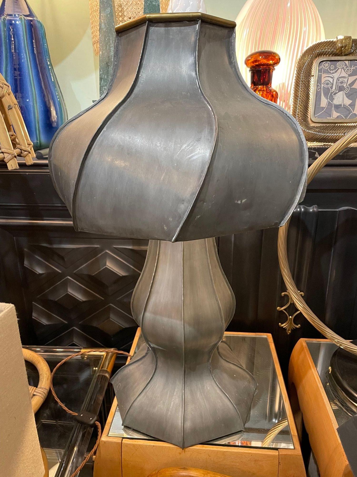 A totally unique large handmade Art Nouveau style lamp by Dutch artist For Sale 1