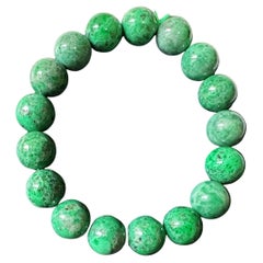 A Touch of Eternity Natural Myanmar Vivid Green Jade Beads Bracelet 10.8mm