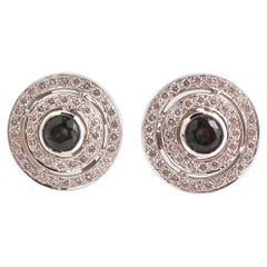 Tourmaline and Diamond Ear Stud Mounted in 18 Karat White Gold