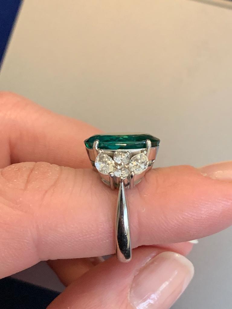 Contemporary Tourmaline and Diamond Ring For Sale