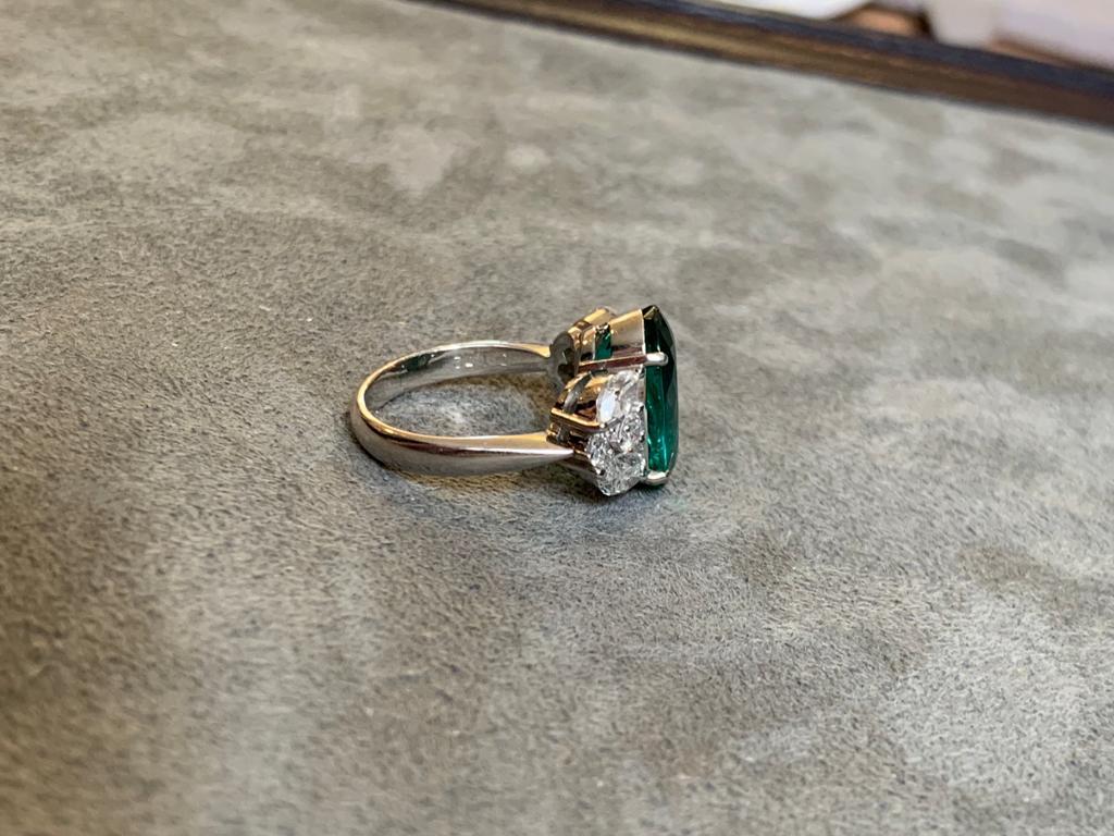 Marquise Cut Tourmaline and Diamond Ring For Sale