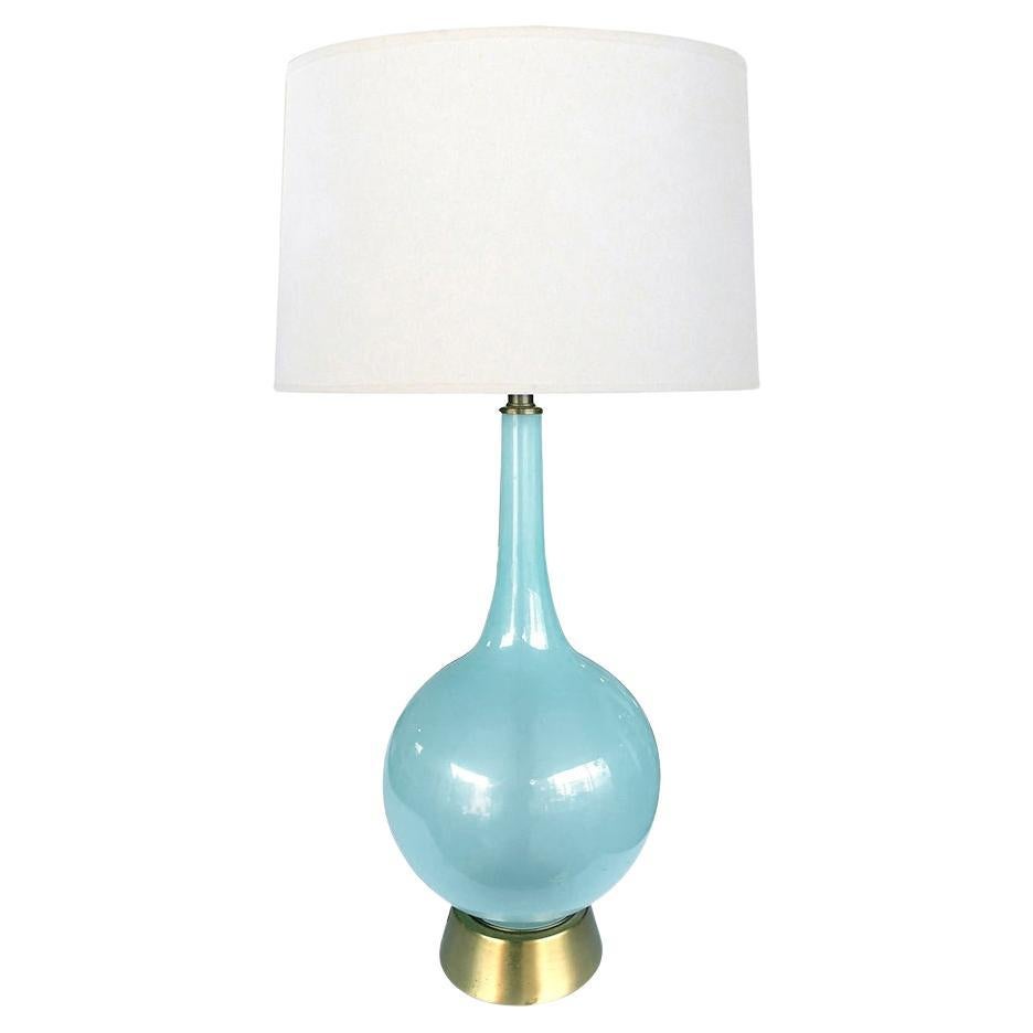 A Translucent Murano 1960's Pale-Blue Bottle-Form Lamp For Sale